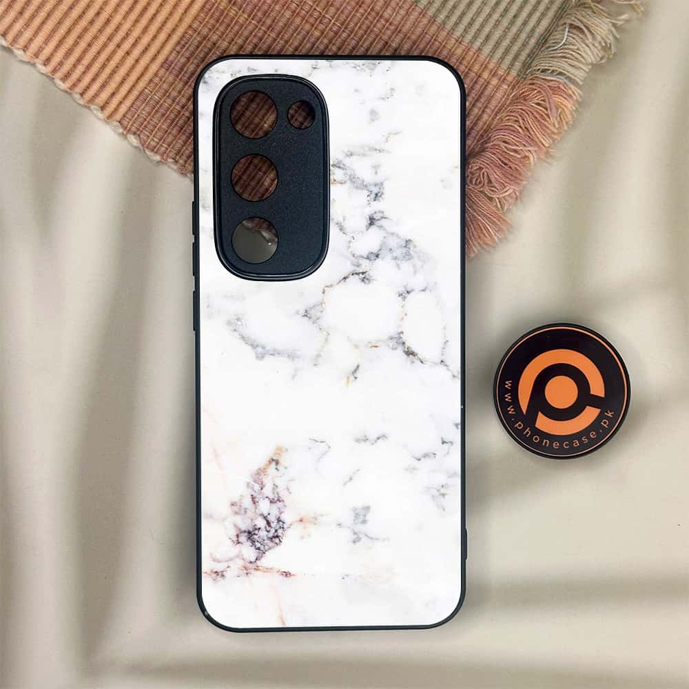 Tecno Spark 40 Pro Plus - White Marble Series - Premium Metal Printed soft Bumper shock Proof Case