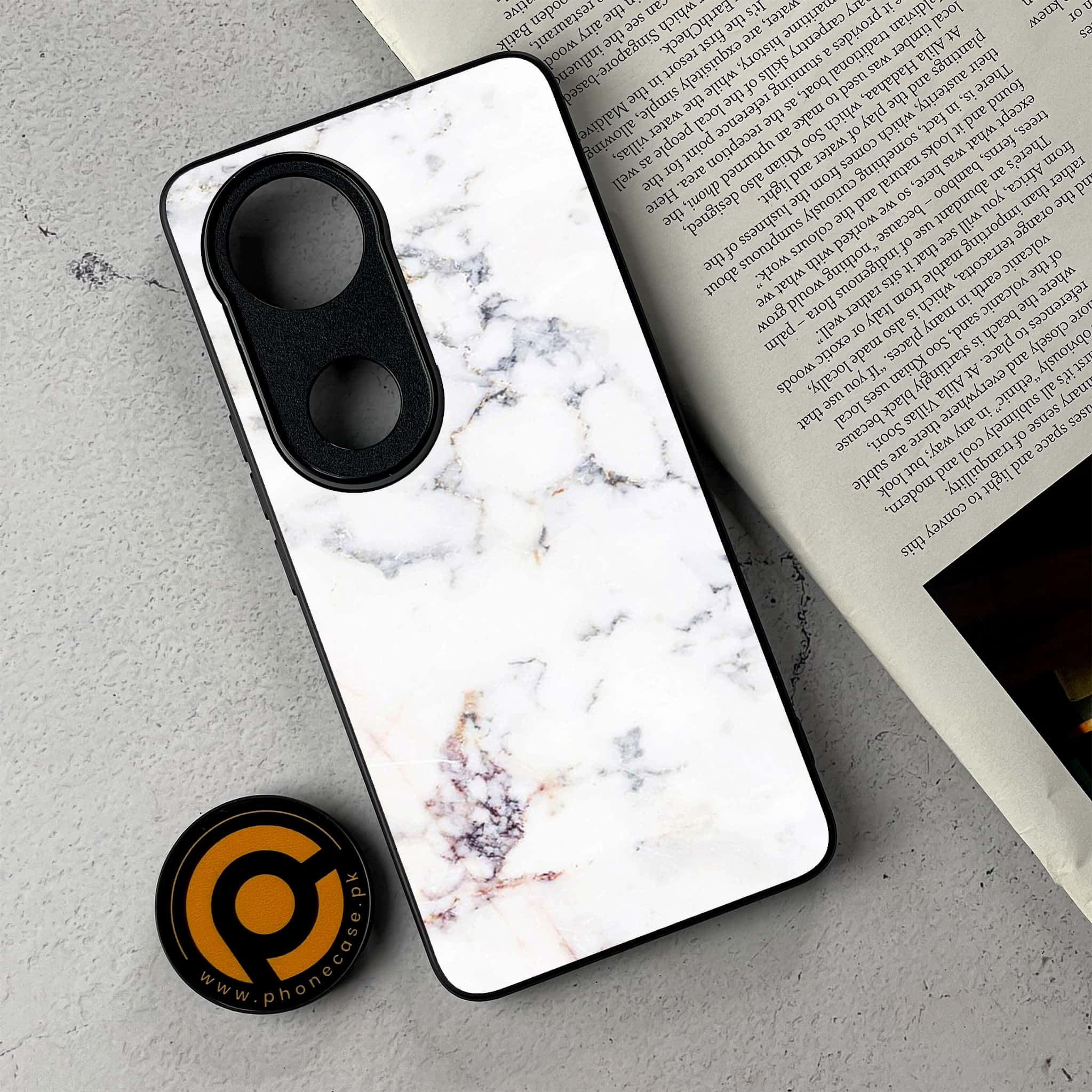 Vivo V50 -  White Marble series - Premium Metal Printed Soft Bumper Shockproof Case