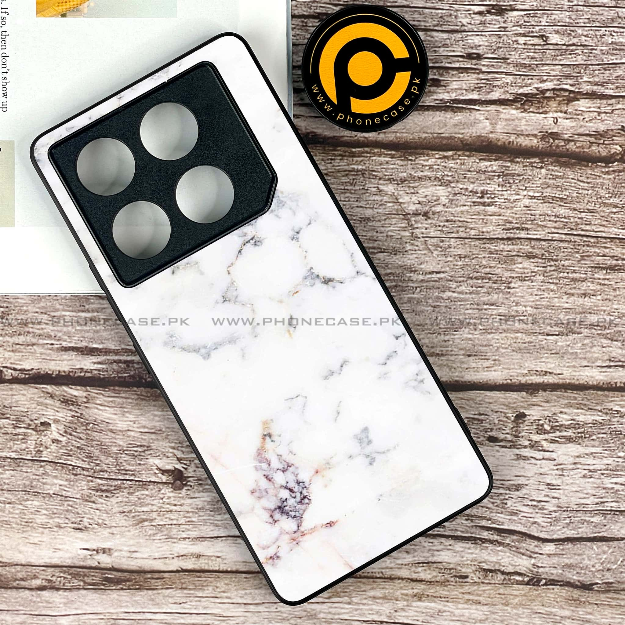 Infinix GT 20 Pro - White Marble series - Premium Printed Glass soft Bumper shock Proof Case