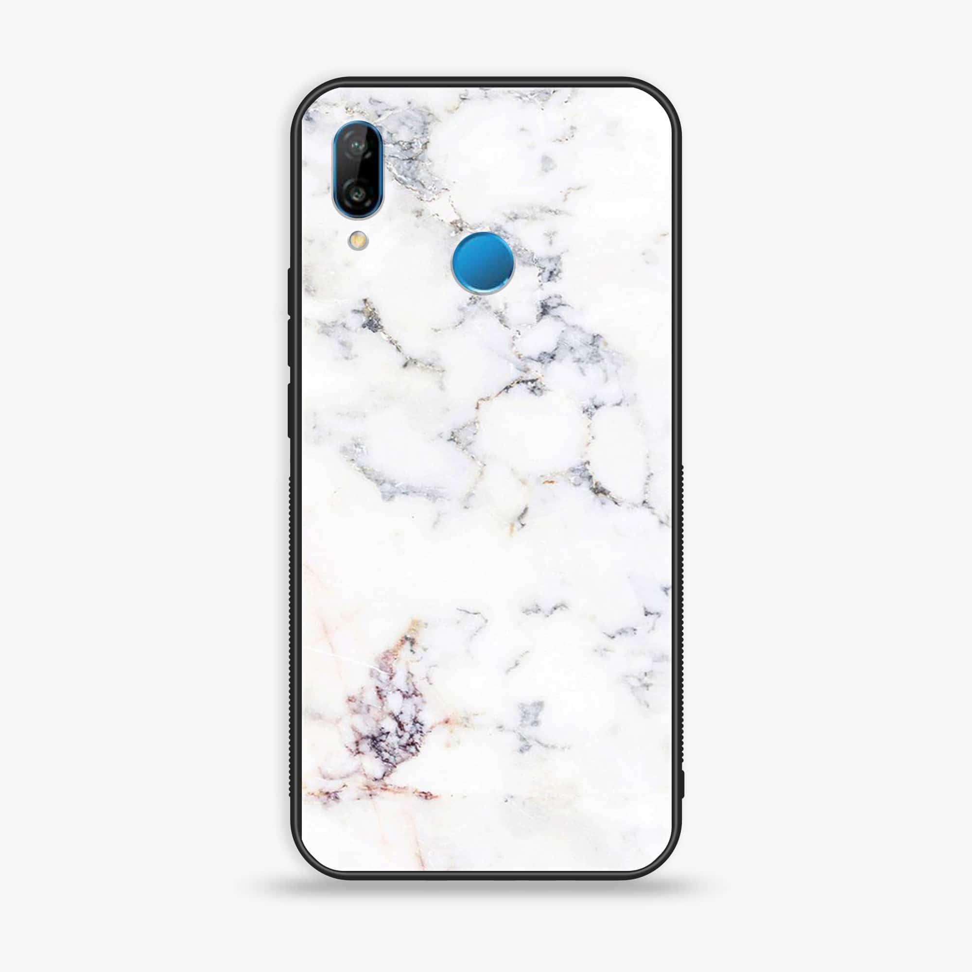 Huawei P20 lite - White Marble Series - Premium Printed Glass soft Bumper shock Proof Case