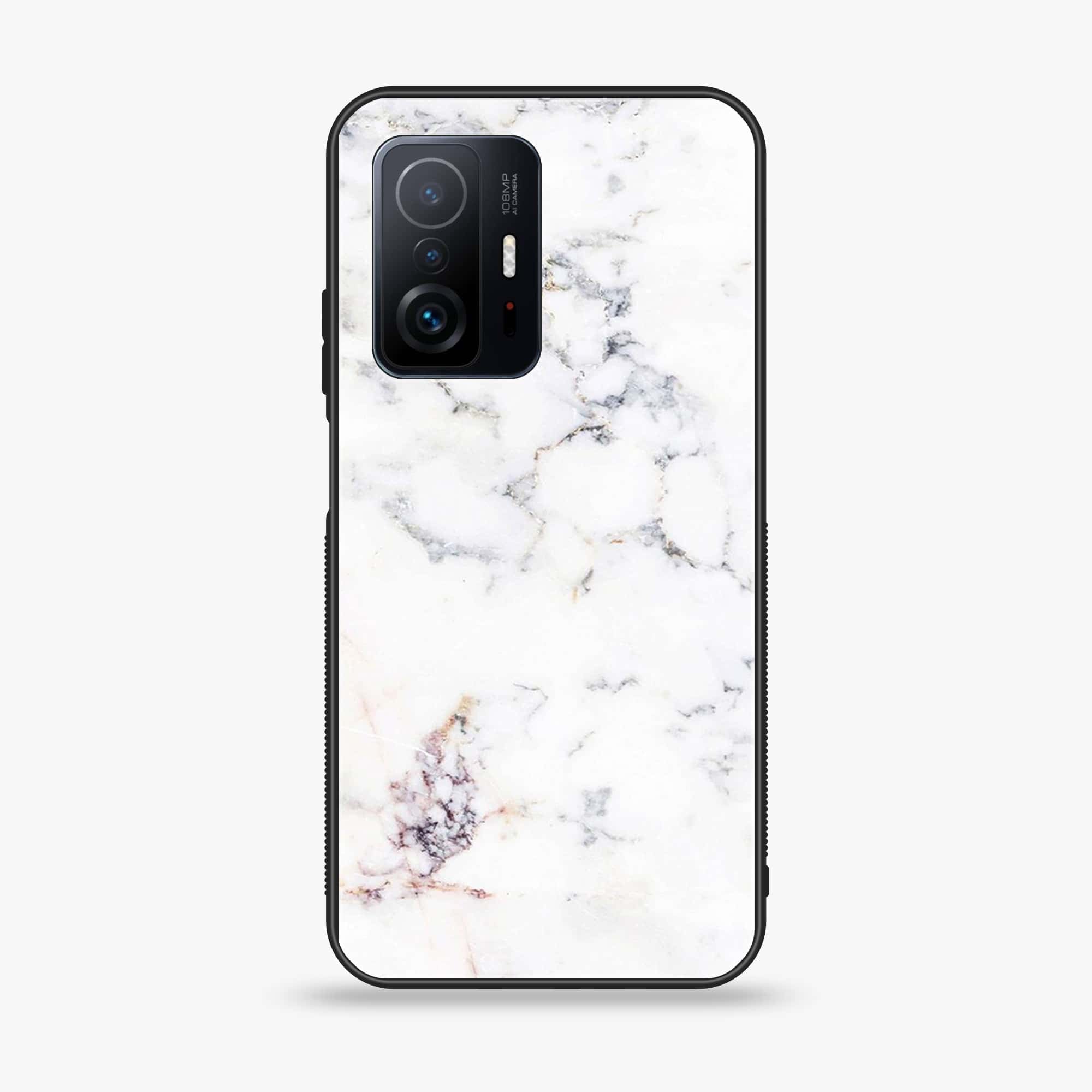 Xiaomi 11T - White Marble Series - Premium Printed Glass soft Bumper shock Proof Case