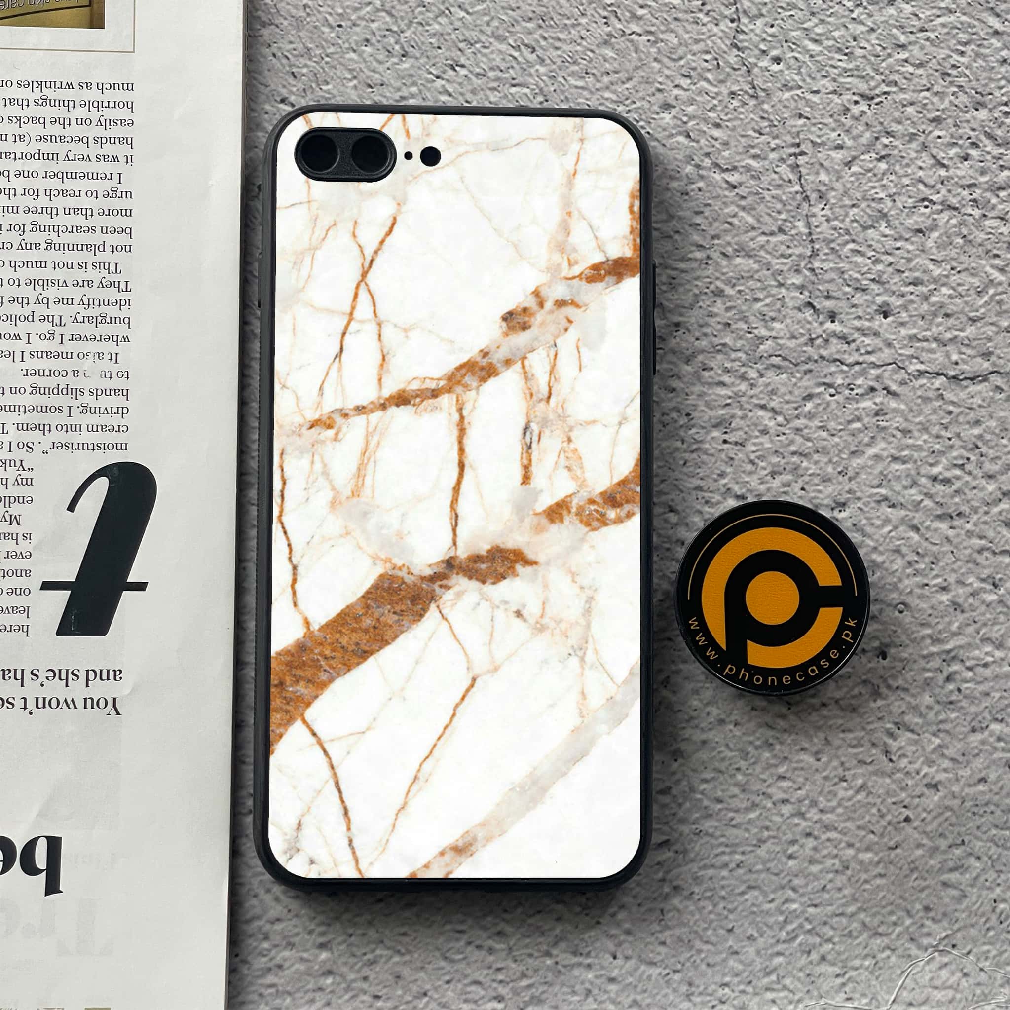 iPhone 7 Plus/ 8 Plus - White Marble Series - Premium Printed Glass soft Bumper shock Proof Case