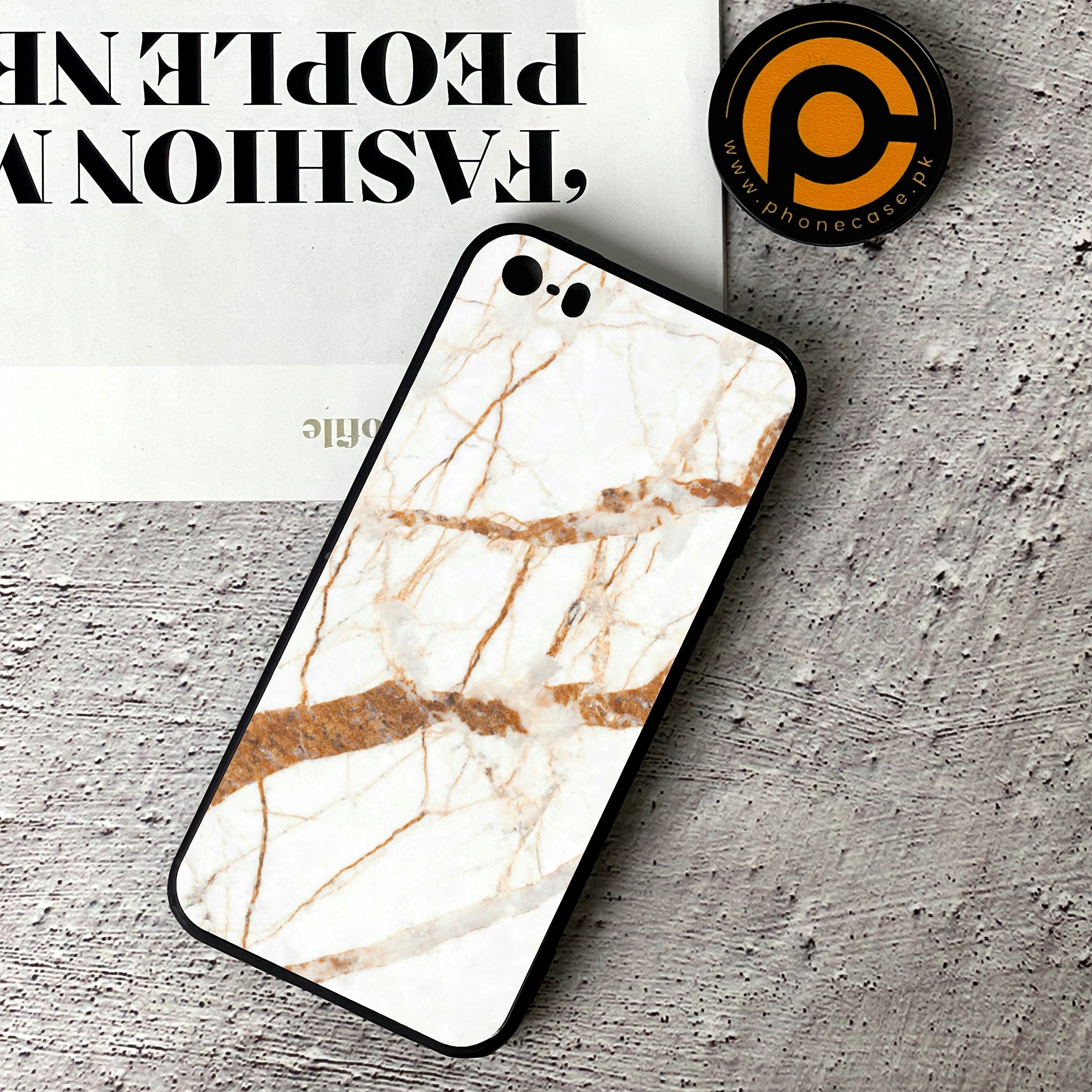 iPhone 5/5c/5s - White Marble series - Premium Printed Glass soft Bumper shock Proof Case