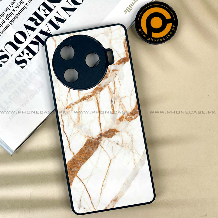 Tecno Camon 30 Pro - White Marble Design 4  - Premium Printed Glass soft Bumper shock Proof Case  CS-33656