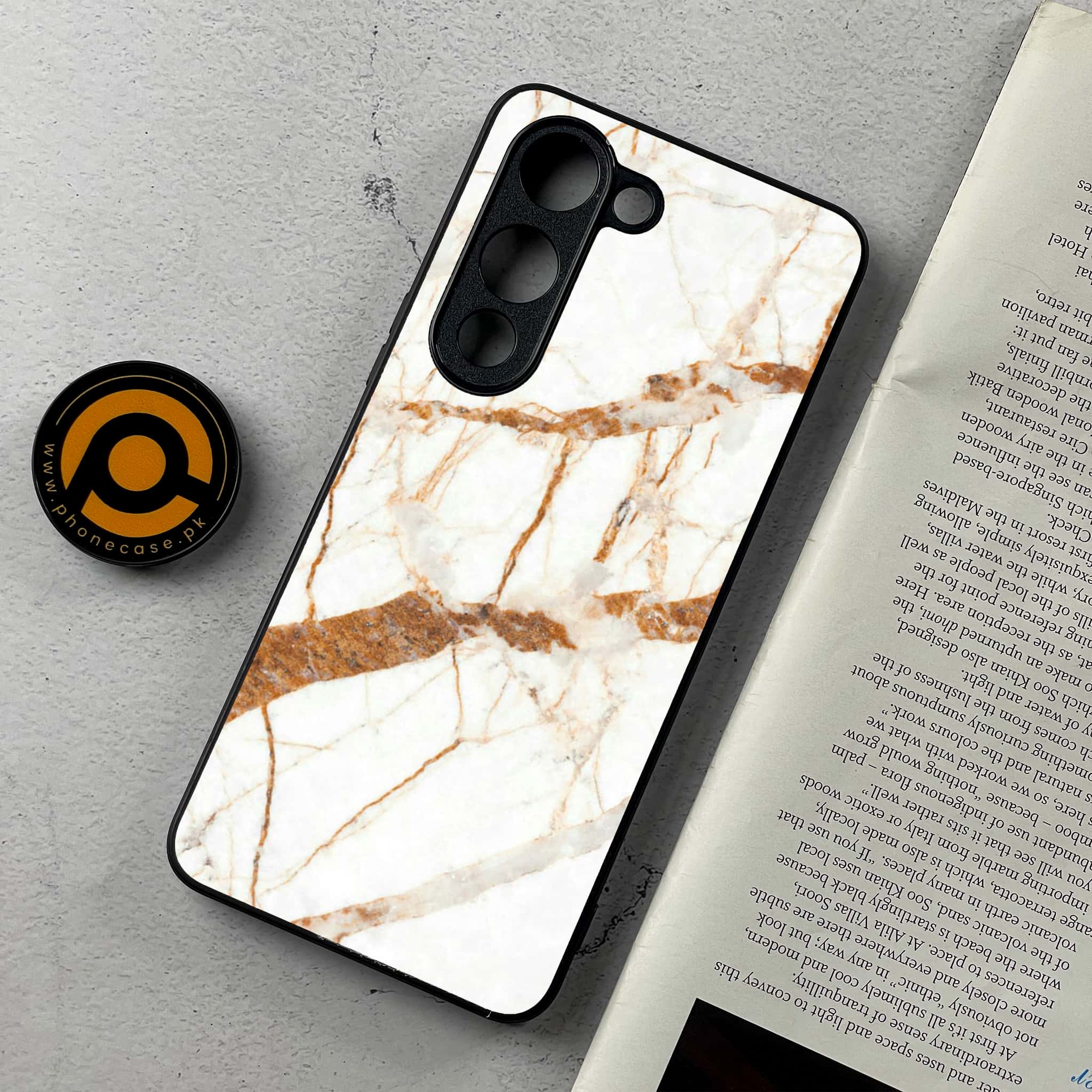 Vivo Y04 - White Marble series - Premium Metal Printed Soft Bumper Shockproof Case