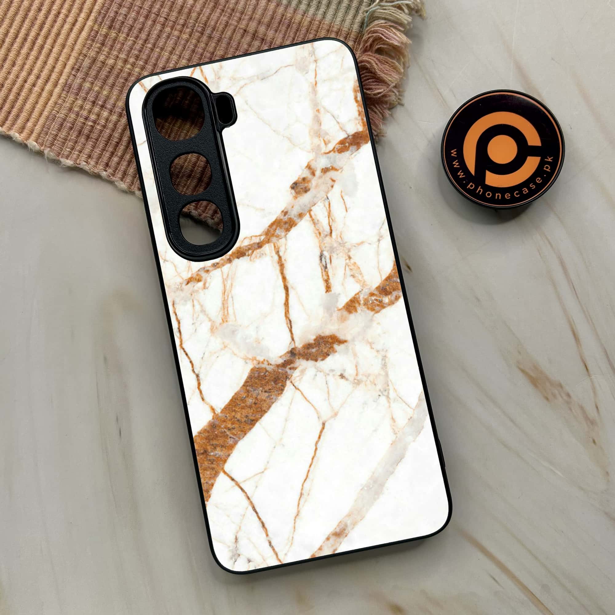 Vivo Y400 - White Marble series - Premium Metal Printed soft Bumper shock Proof Case
