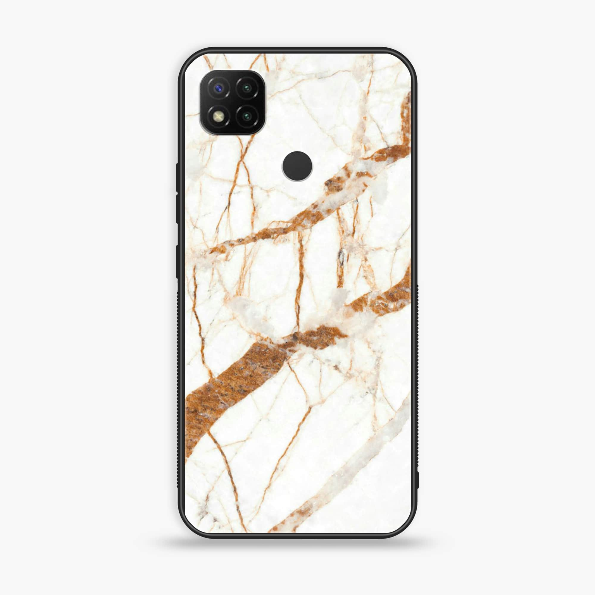 Xiaomi Redmi 10A - White Marble Series - Premium Printed Glass soft Bumper shock Proof Case