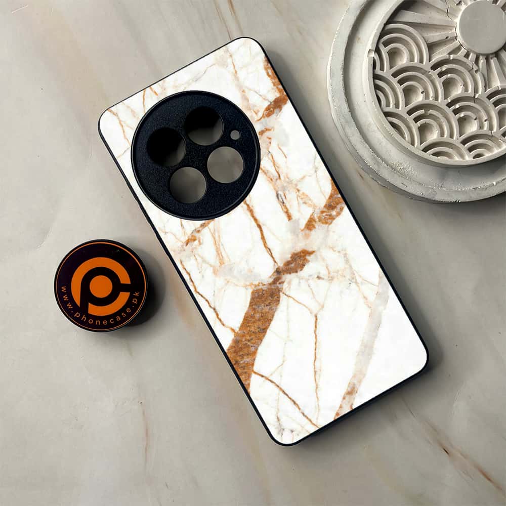 OnePlus 13 - White Marble Series - Premium Metal Printed soft Bumper shock Proof Case