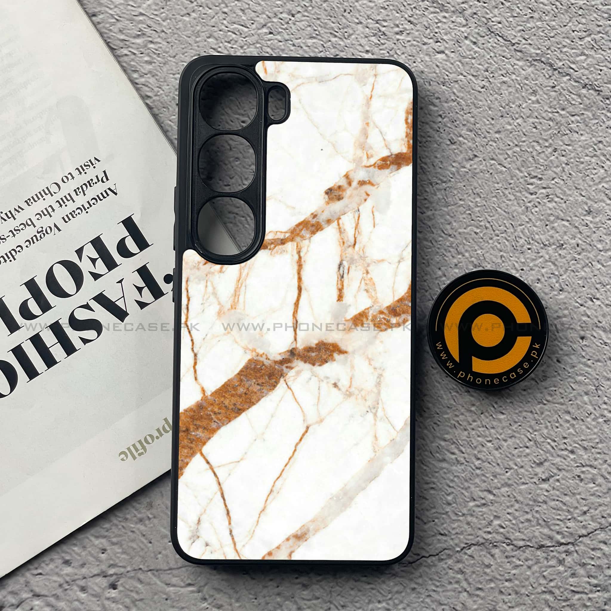 Vivo Y200 4G - White Marble Series - Premium Metal Printed soft Bumper Shock Proof Case