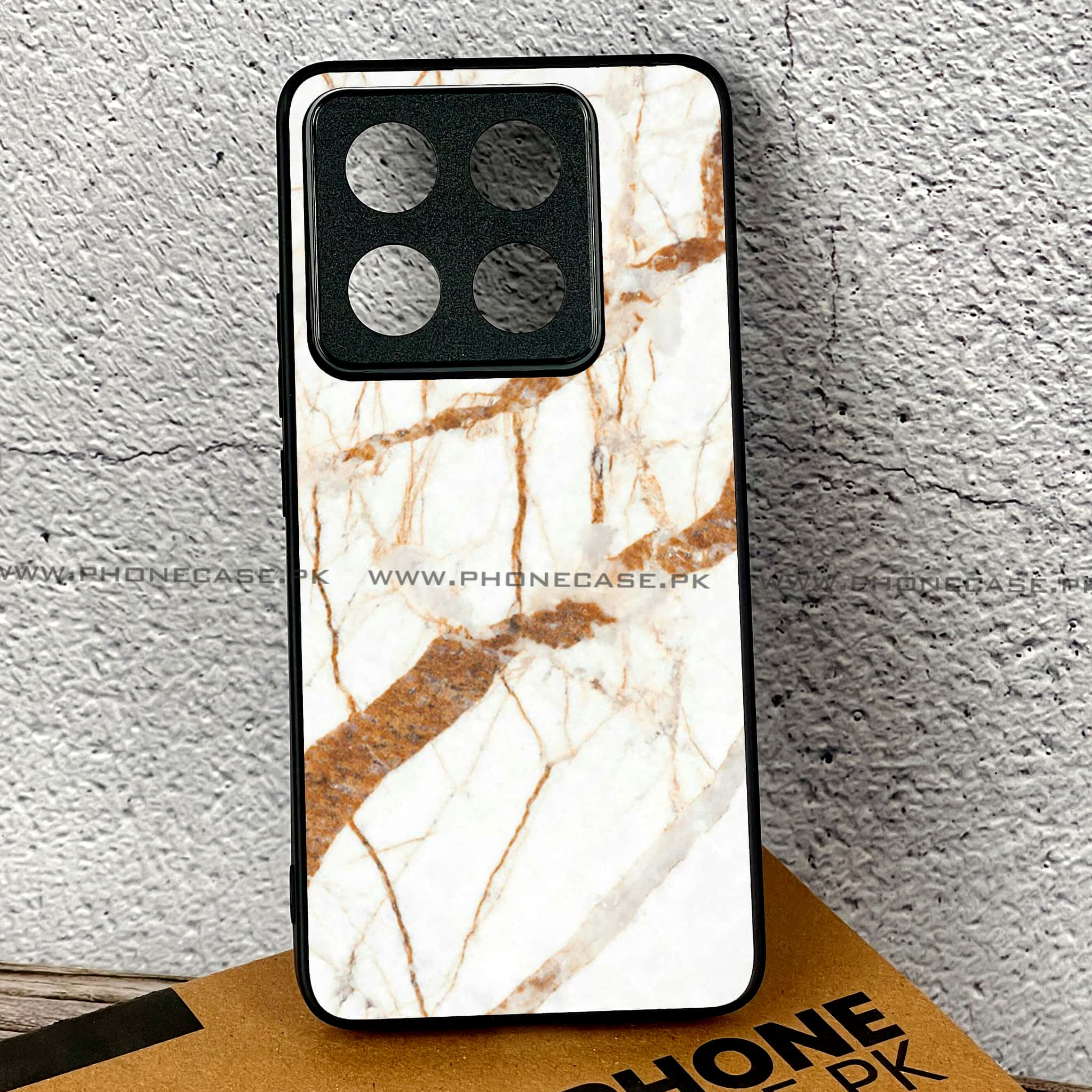 Xiaomi 14T - White Marble series - Premium Printed Glass soft Bumper shock Proof Case