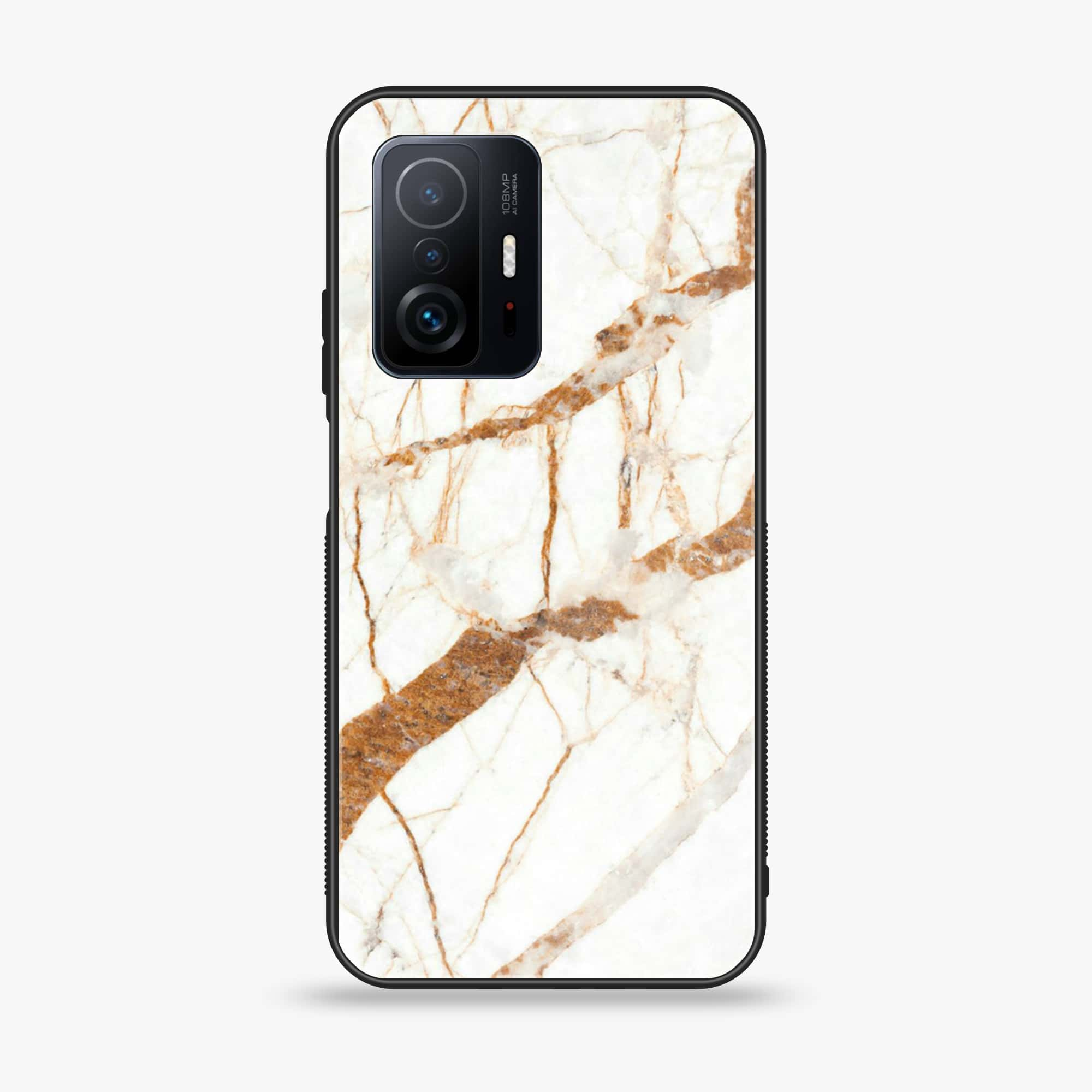 Xiaomi 11T - White Marble Series - Premium Printed Glass soft Bumper shock Proof Case