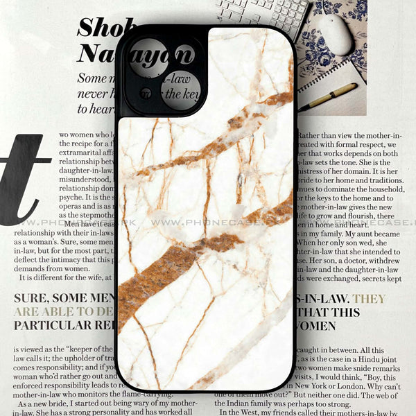 iPhone 15 Plus - White Marble Design 4 - Premium Metal Printed soft Bumper shock Proof Case CS-22883