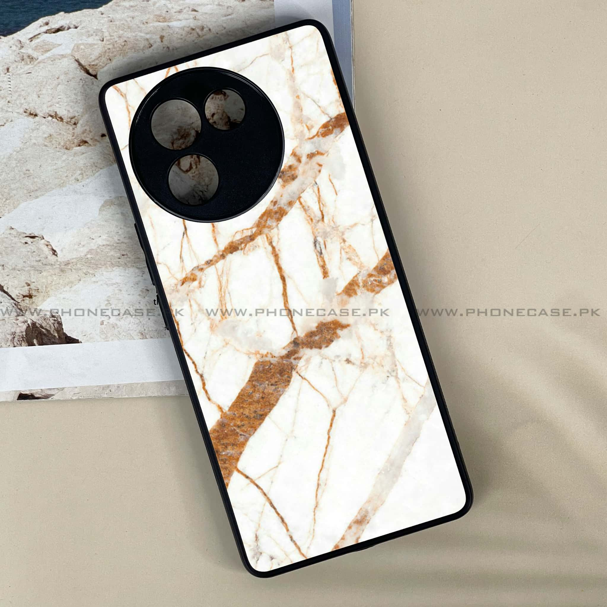 Vivo V30E - White Marble series - Premium Printed Metal soft Bumper shock Proof Case