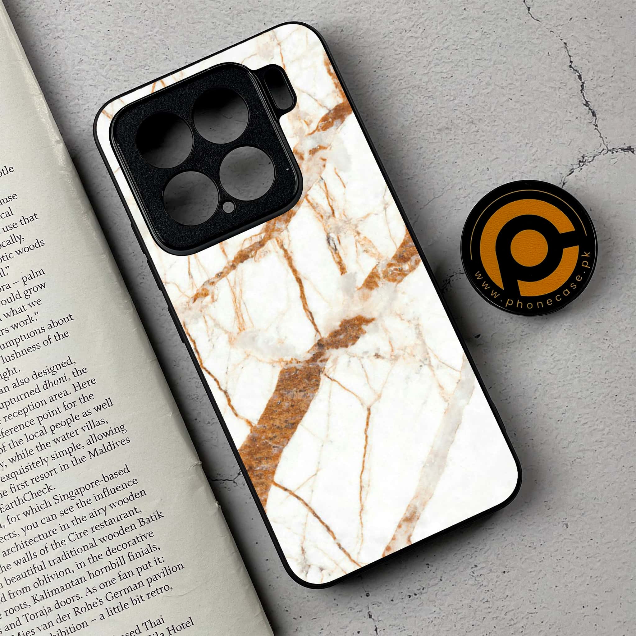 Xiaomi 15 - White Marble series - Premium Metal Printed soft Bumper shock Proof Case