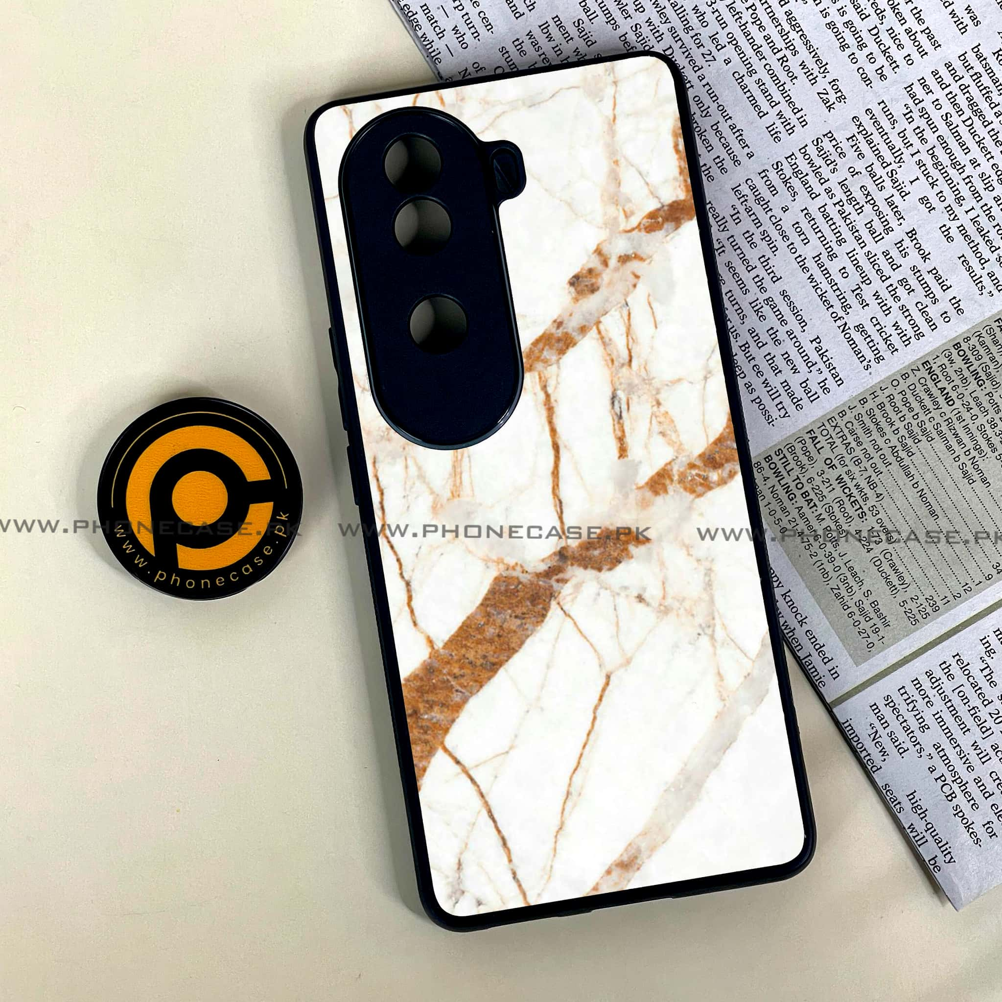 Vivo V40e - White Marble series - Premium Printed Glass soft Bumper shock Proof Case