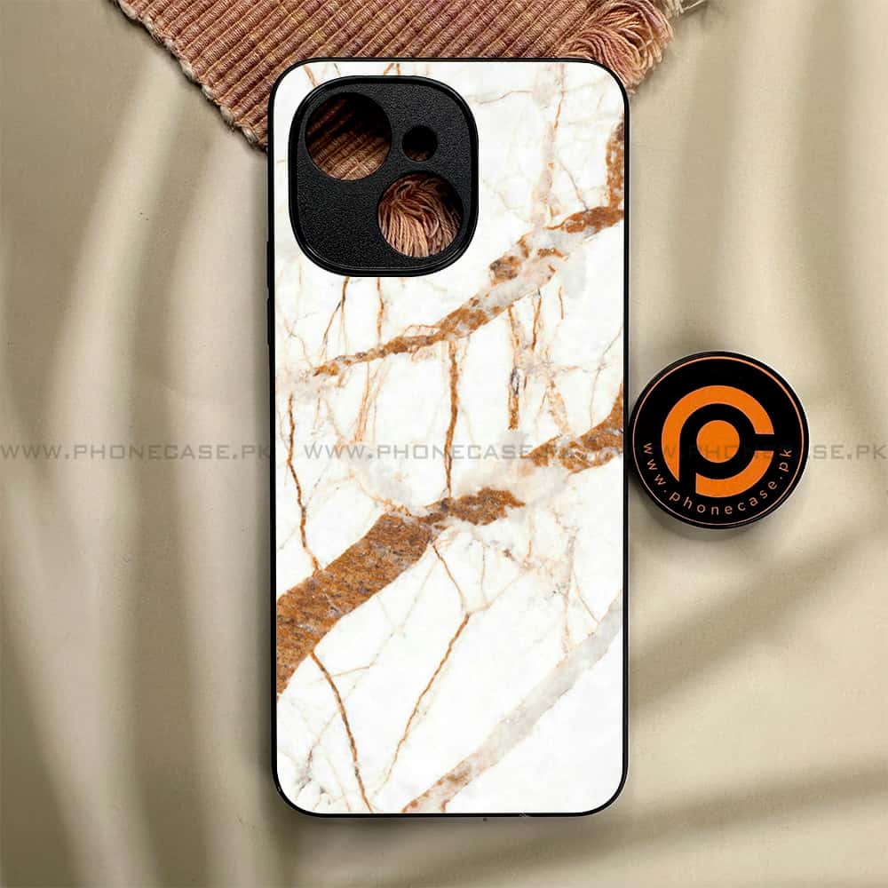 Tecno Spark 40C - White Marble Series - Premium Metal Printed soft Bumper shock Proof Case