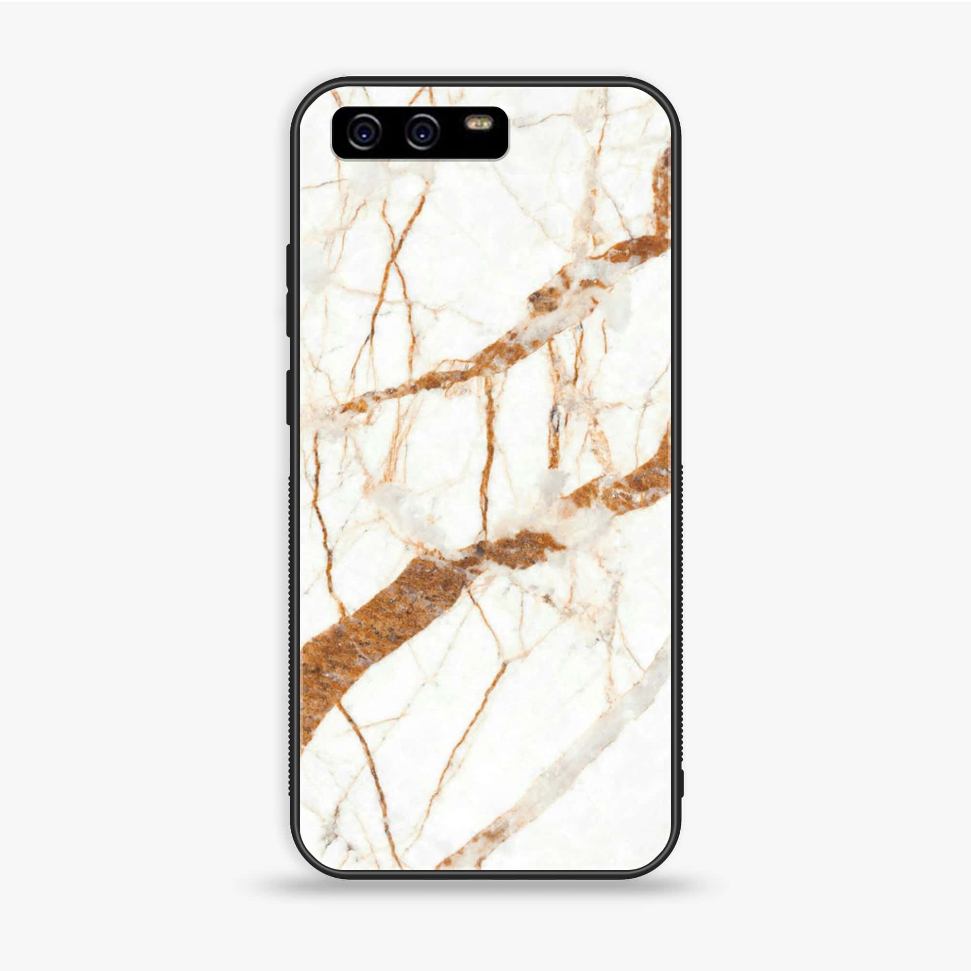 Huawei P10 - White Marble Series - Premium Printed Glass soft Bumper shock Proof Case