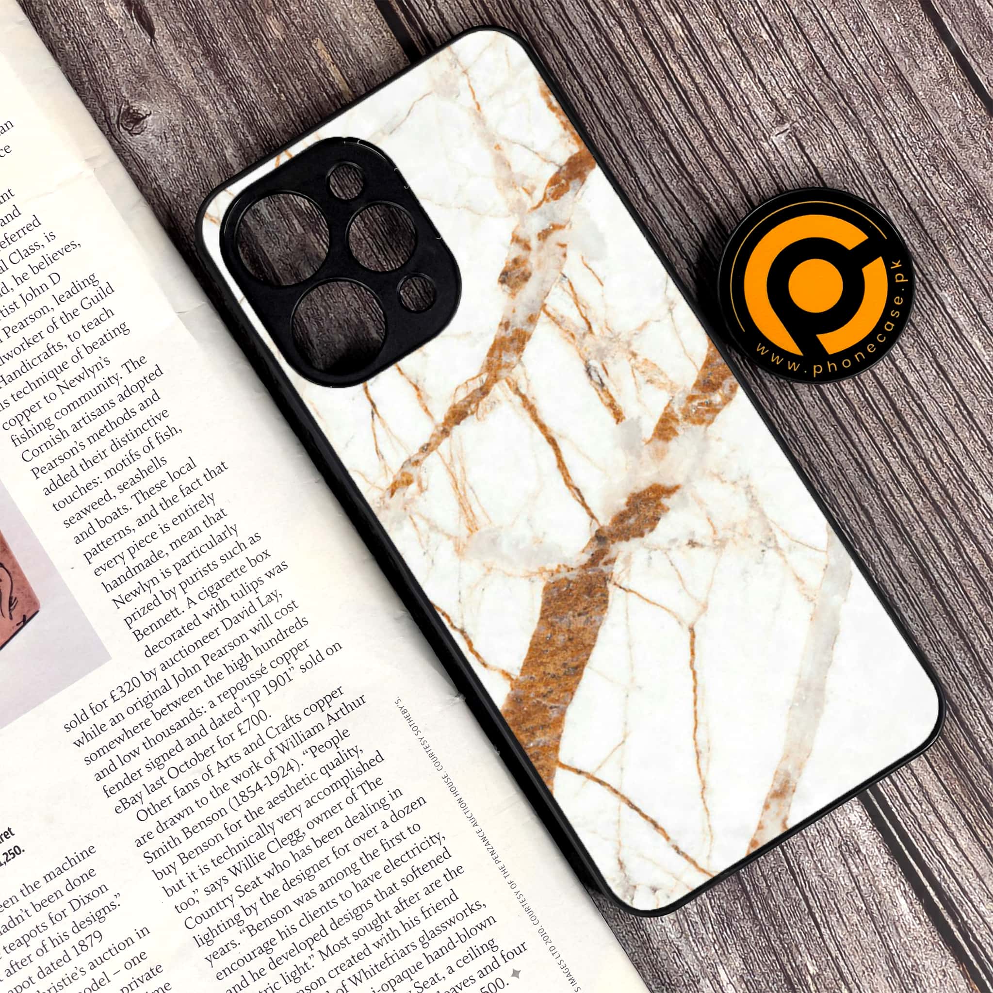 Xiaomi Redmi 12 - White Marble Series - Premium Printed Glass soft Bumper shock Proof Case