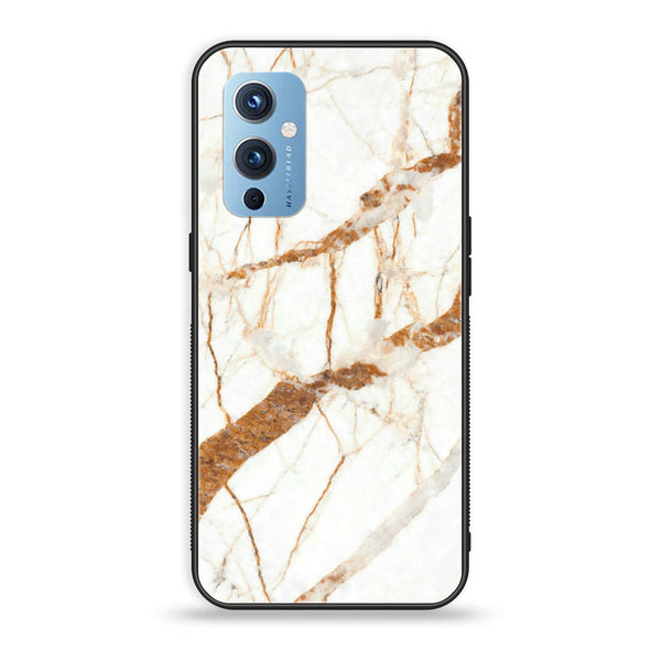 OnePlus 9 - White Marble Design 4 - Premium Printed Glass soft Bumper shock Proof Case CS-20677