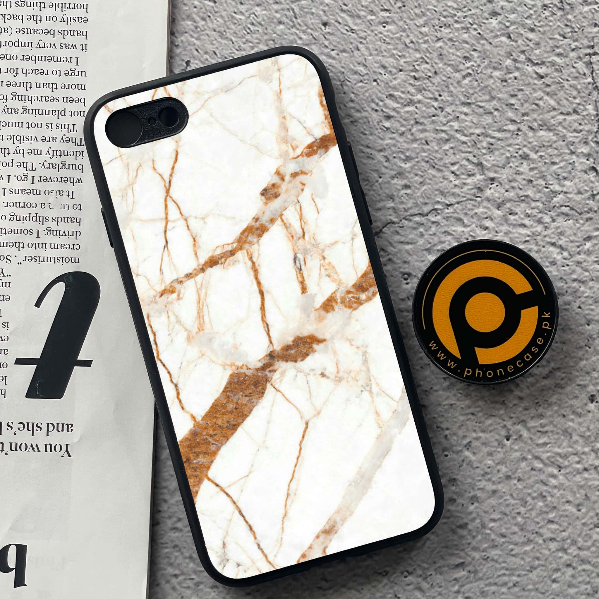 iPhone 7 / 8 - White Marble Series - Premium Printed Glass soft Bumper shock Proof Case