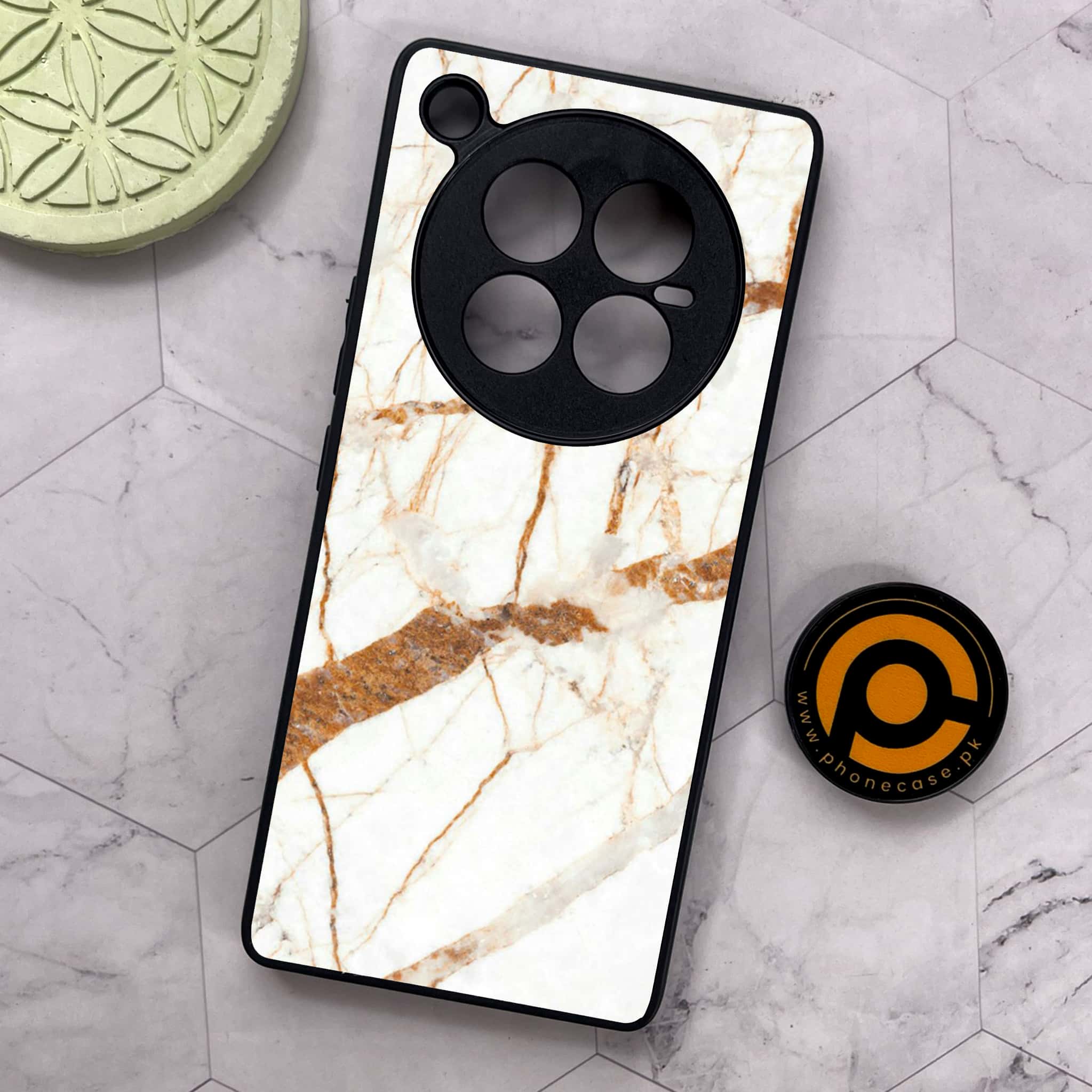 Infinix Zero 40 5G - White Marble Series - Premium Metal Printed soft Bumper shock Proof Case