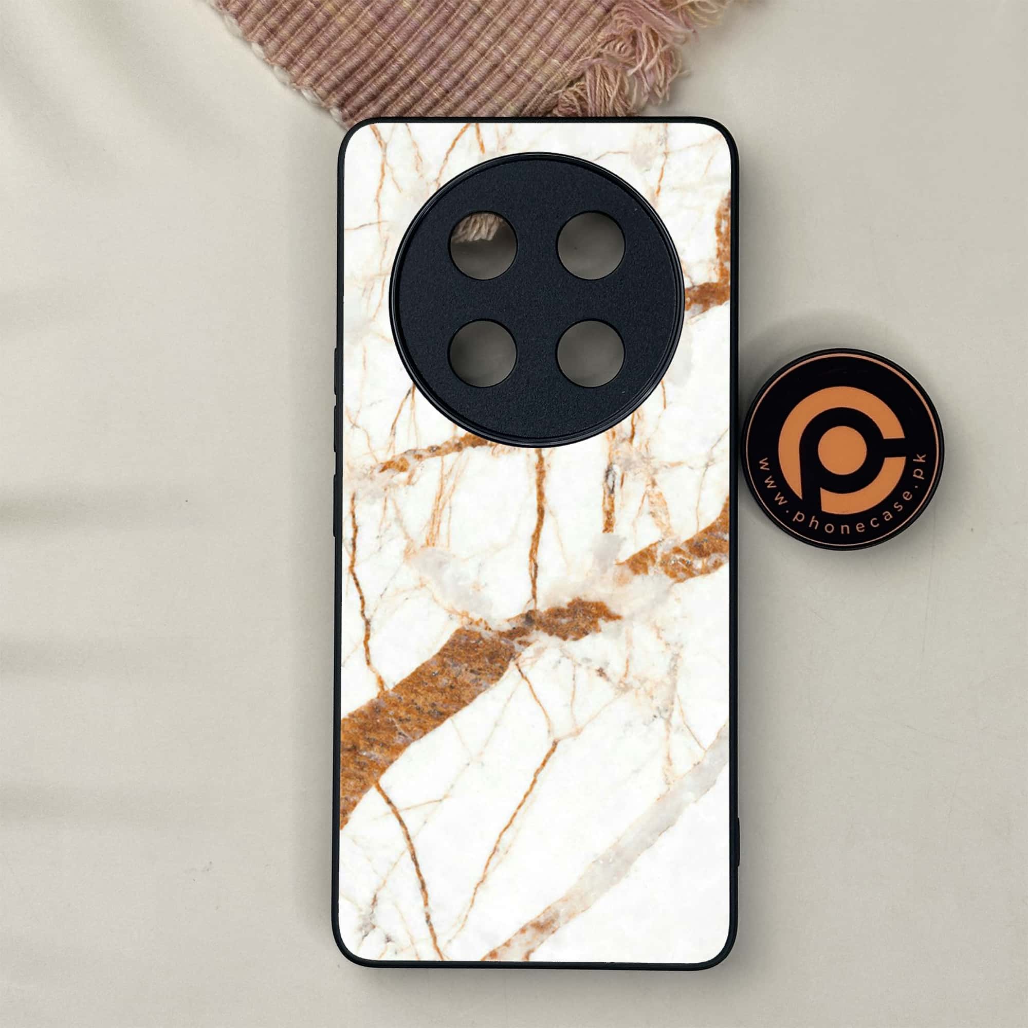 Honor X9c 5G - White Marble Series - Premium Metal Printed soft Bumper shock Proof Case