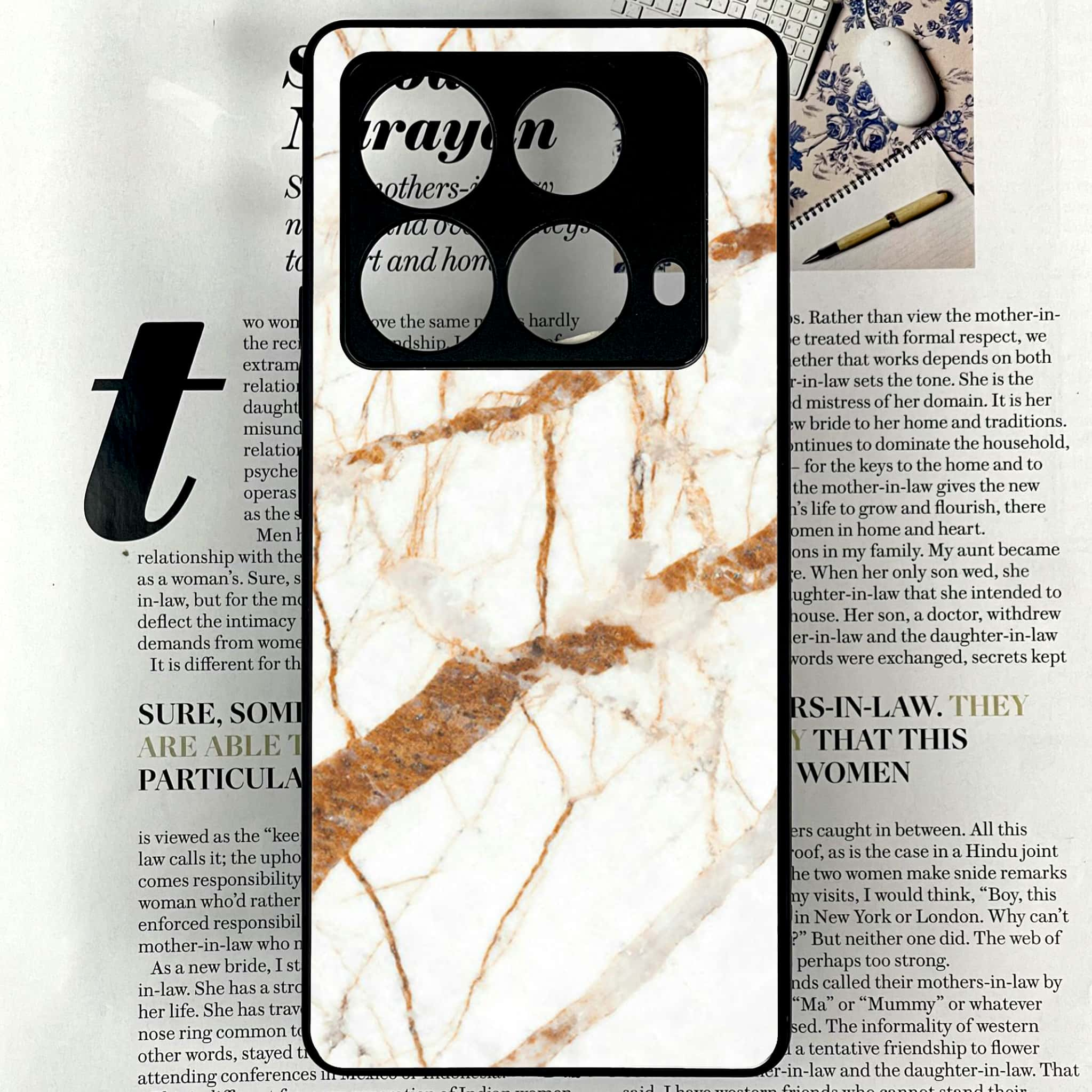 Infinix Note 40 4G - White Marble series - Premium Printed Glass soft Bumper shock Proof Case