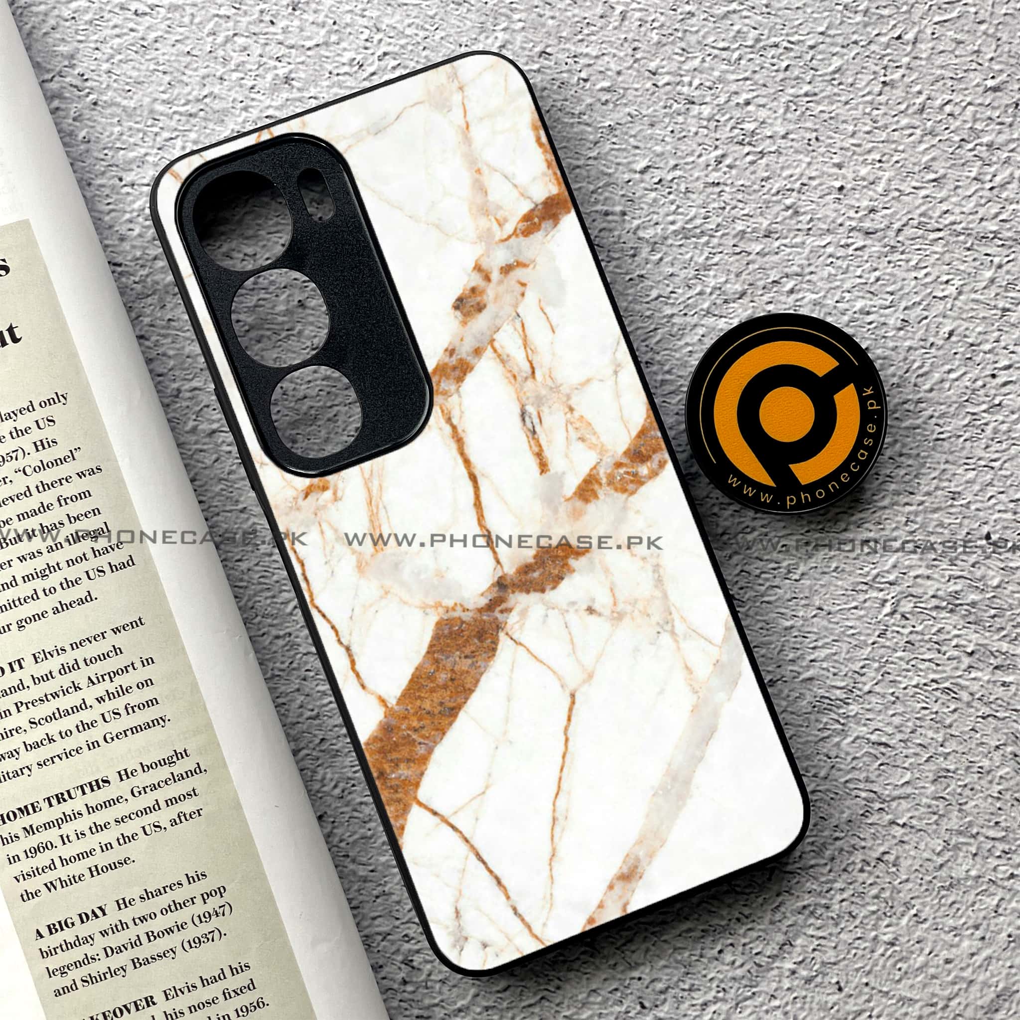 Vivo Y19s Pro - White Marble Series - Premium Metal Printed soft Bumper shock Proof Case