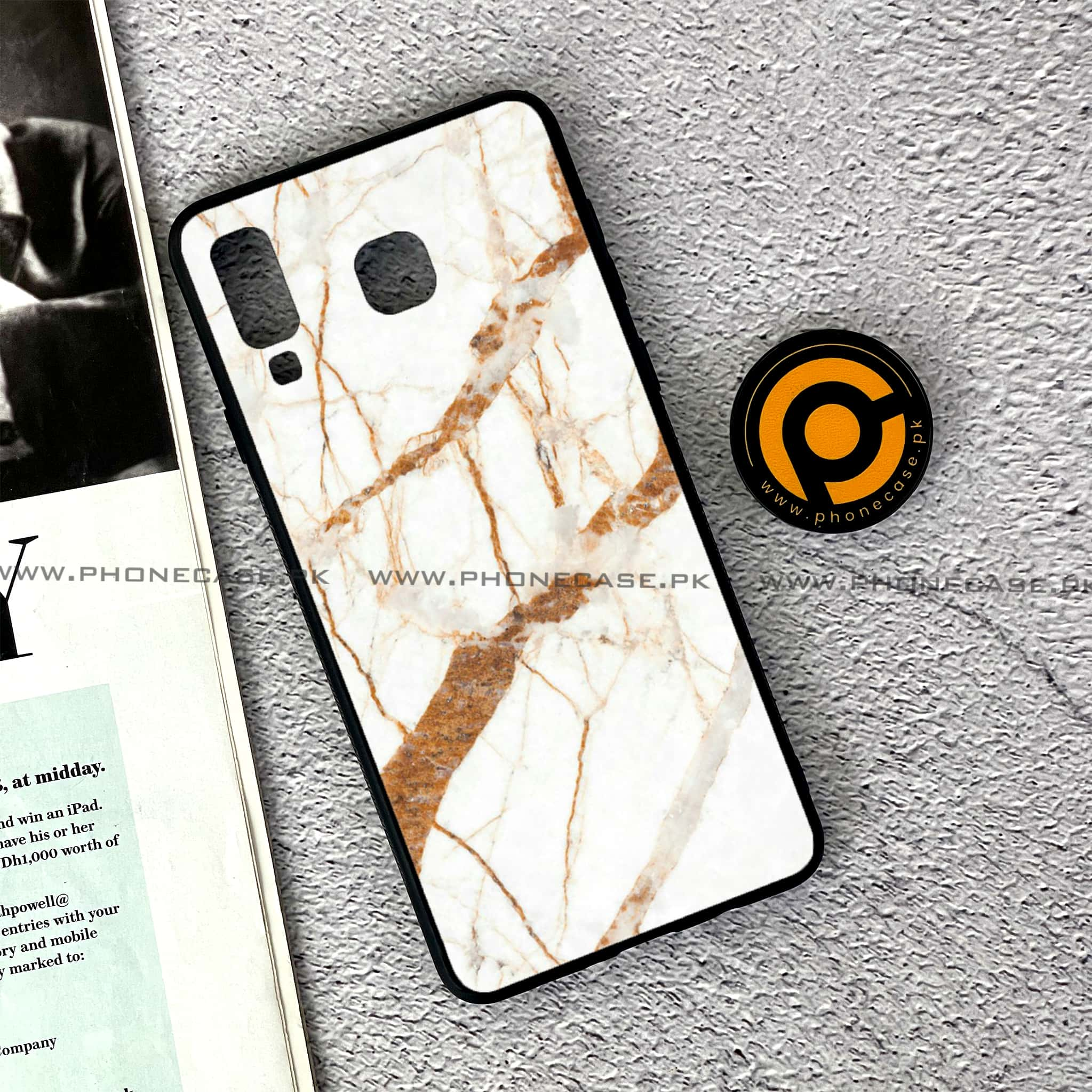 Samsung Galaxy A8 Star(A9 Star) - White Marble series - Premium Printed Glass soft Bumper shock Proof Case