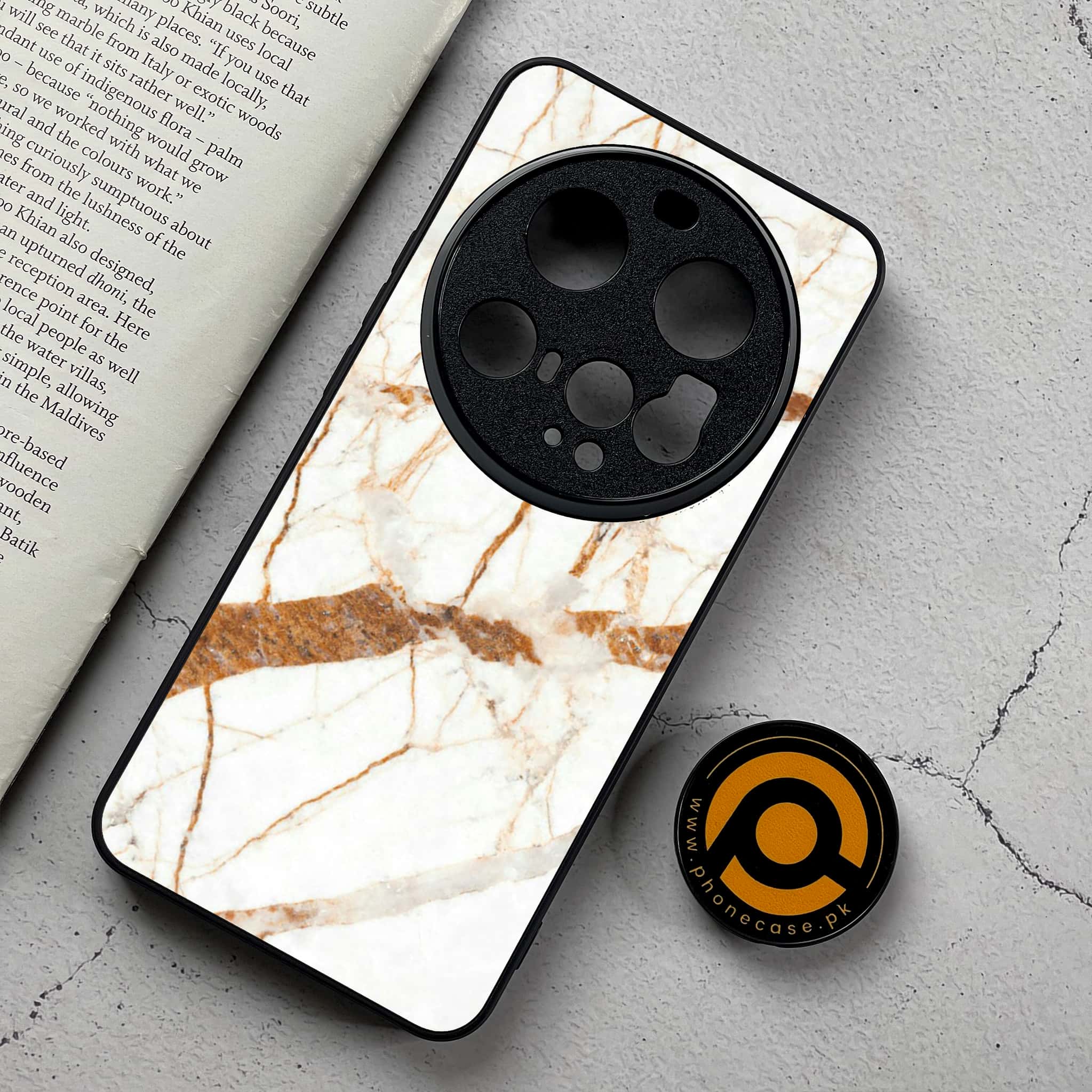 Xiaomi 15 Ultra - White Marble Series - Premium Metal Printed Soft Bumper Shockproof Case