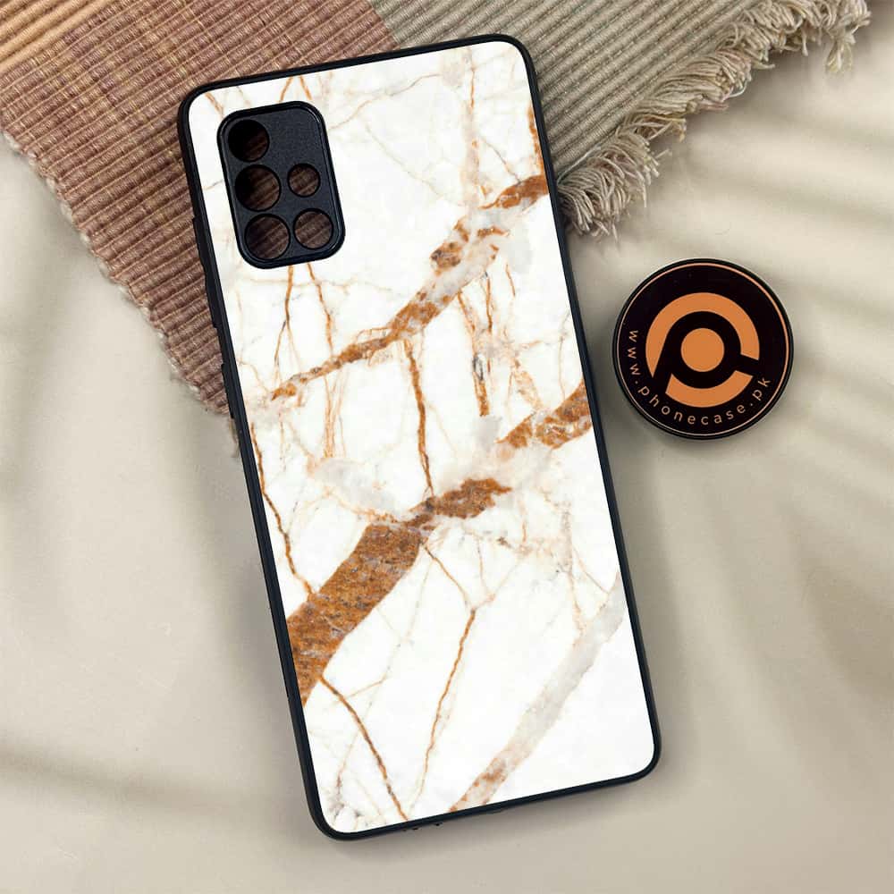 Samsung Galaxy A71 - White Marble Series - Premium Metal Printed soft Bumper shock Proof Case