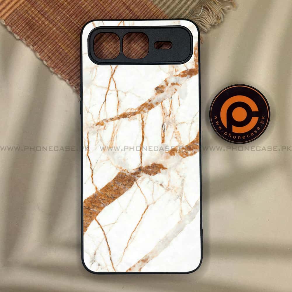 Infinix Smart 10 Plus - White Marble Series - Premium Metal Printed soft Bumper shock Proof Case