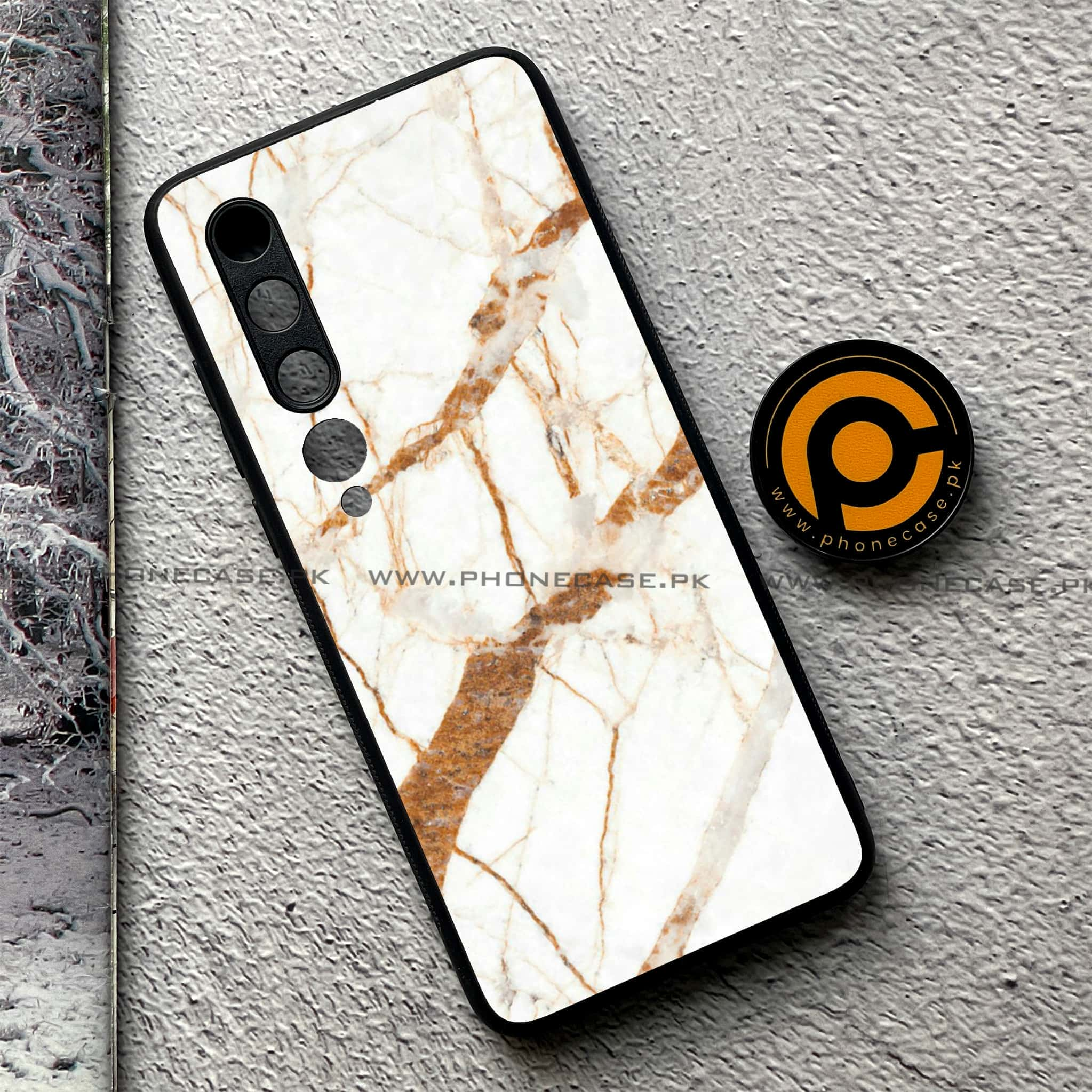 Xiaomi Mi 10 - White Marble Series - Premium Printed Glass soft Bumper shock Proof Case