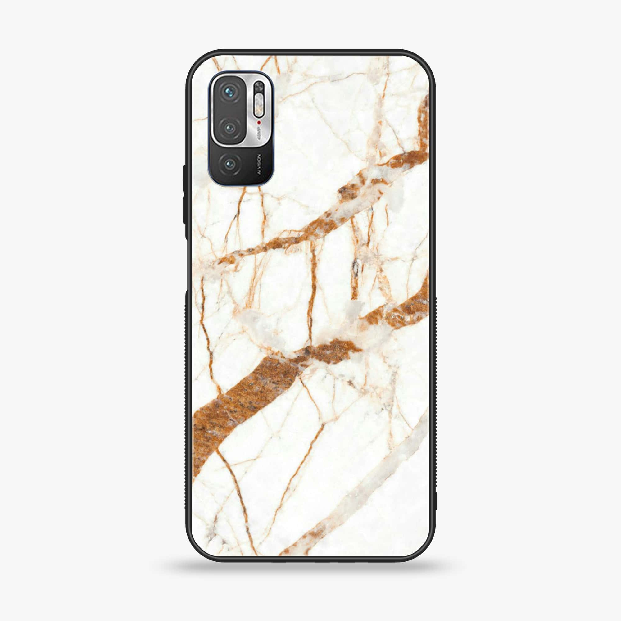 Xiaomi Redmi Note 10 5G - White Marble Series - Premium Printed Glass soft Bumper shock Proof Case