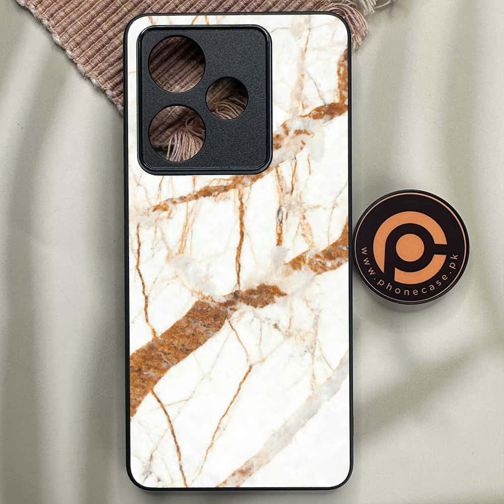 Realme GT 7T - White Marble Series - Premium Metal Printed soft Bumper shock Proof Case