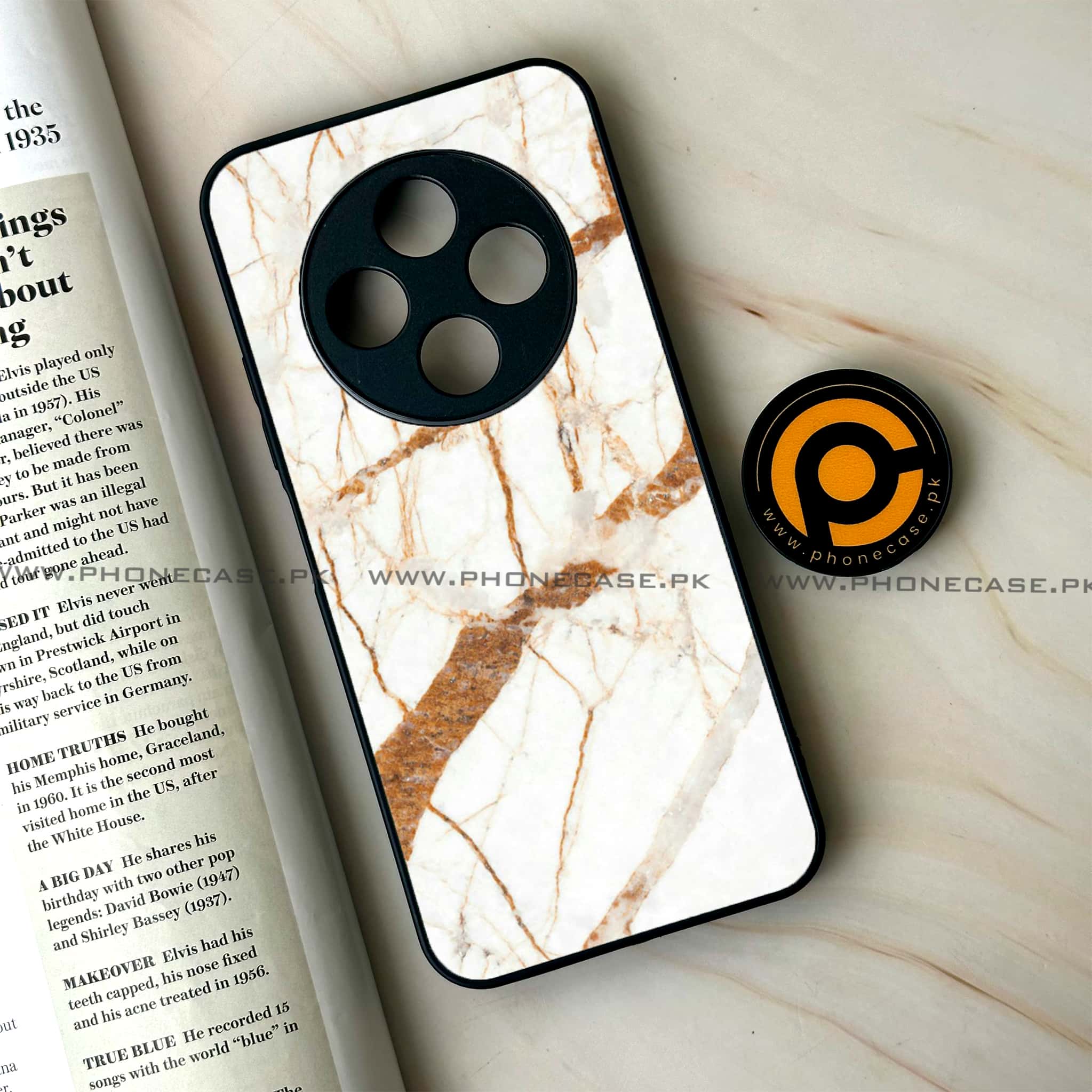 Oppo F27 Pro - White Marble series - Premium Metal Printed soft Bumper Shock Proof Case