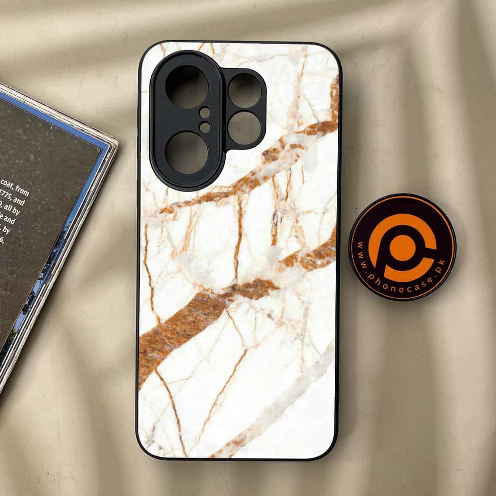 Vivo X200 FE - White Marble series - Premium Metal Printed soft Bumper Shock Proof Case