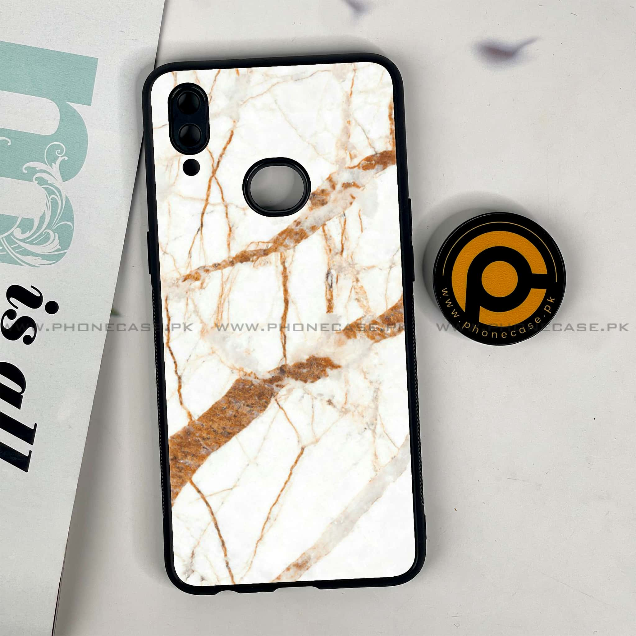 Galaxy A10s - White Marble series - Premium Printed Glass soft Bumper shock Proof Case