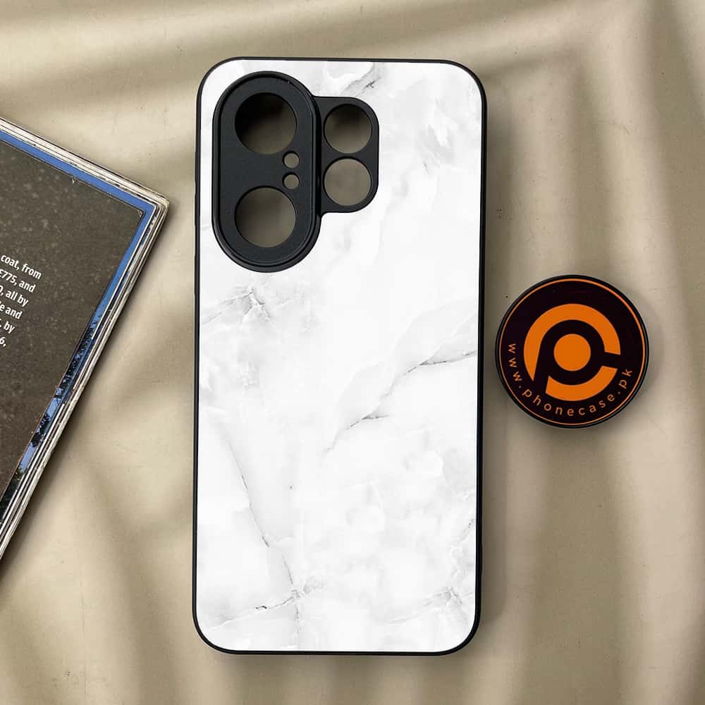 Vivo X200 FE - White Marble series - Premium Metal Printed soft Bumper Shock Proof Case