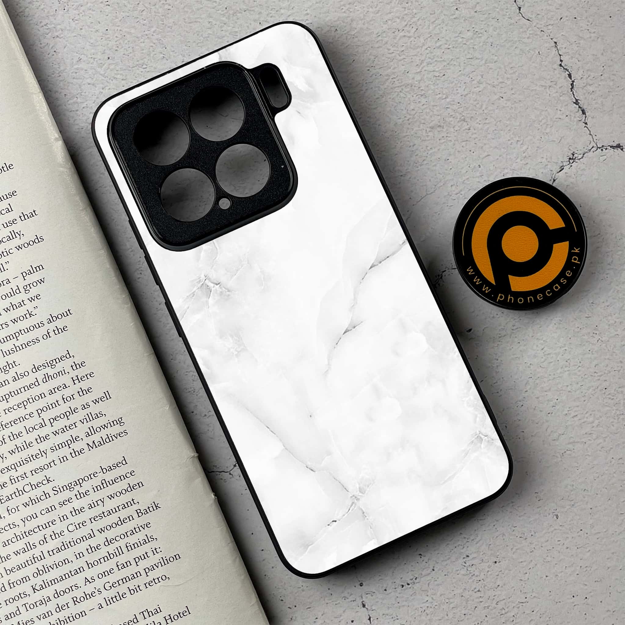Xiaomi 15 - White Marble series - Premium Metal Printed soft Bumper shock Proof Case