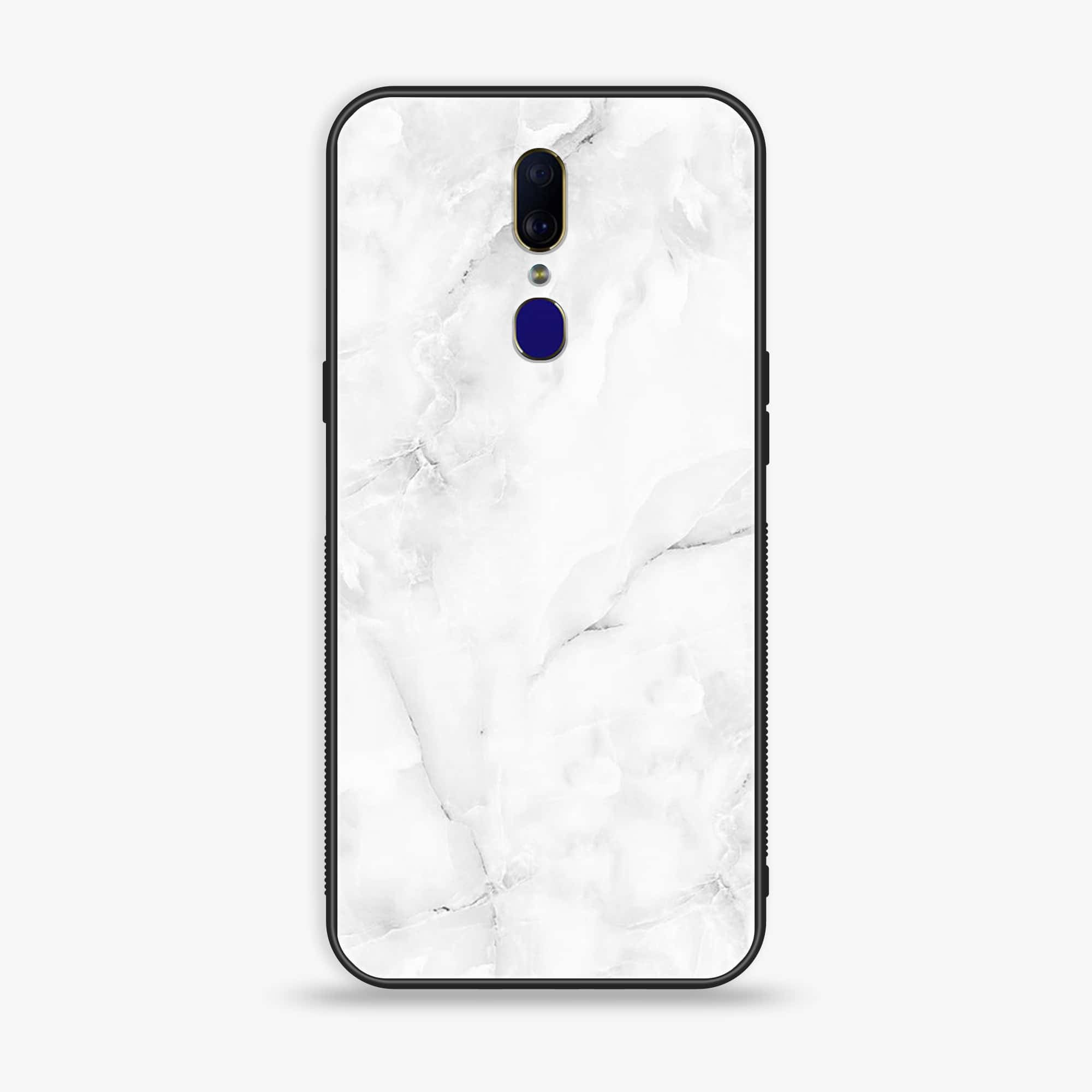 Oppo F11 - White Marble Series - Premium Printed Glass soft Bumper shock Proof Case