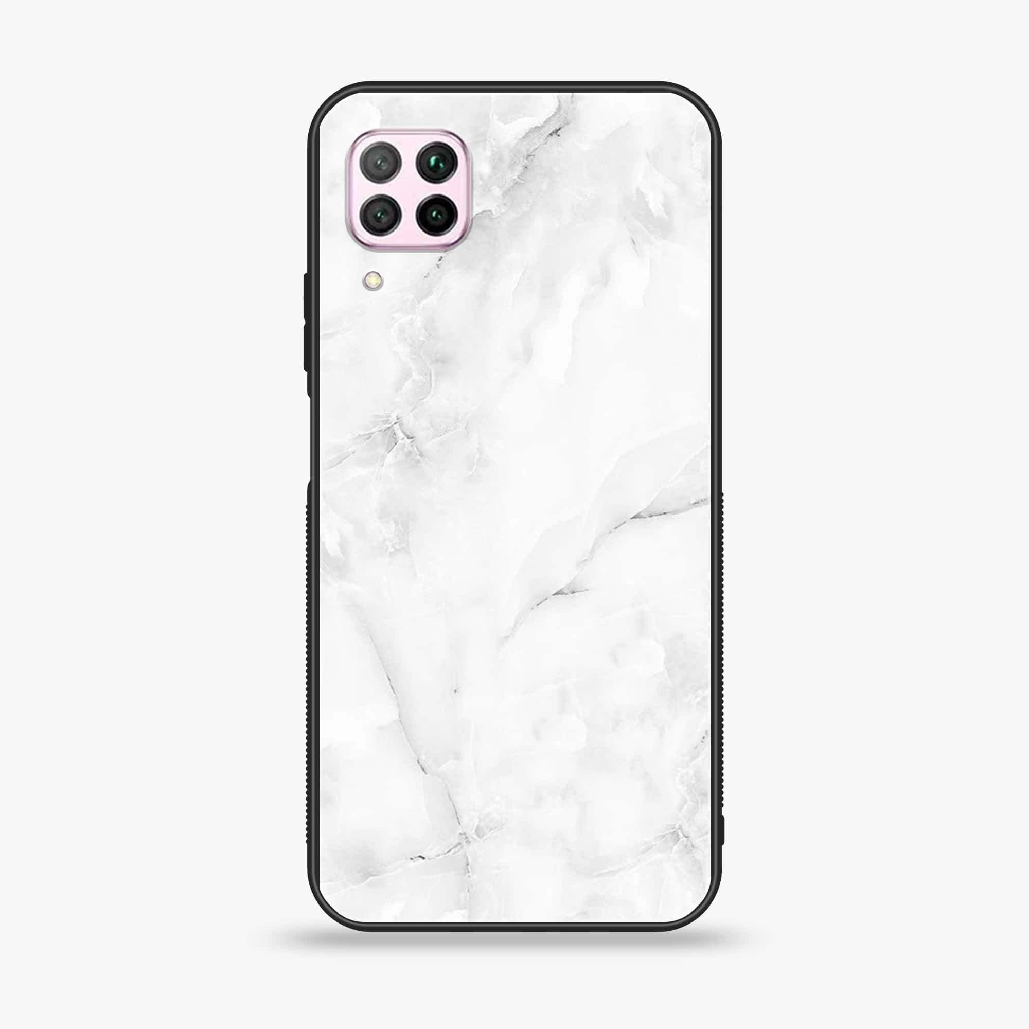 Huawei Nova 7i - White Marble Series - Premium Printed Glass soft Bumper shock Proof Case