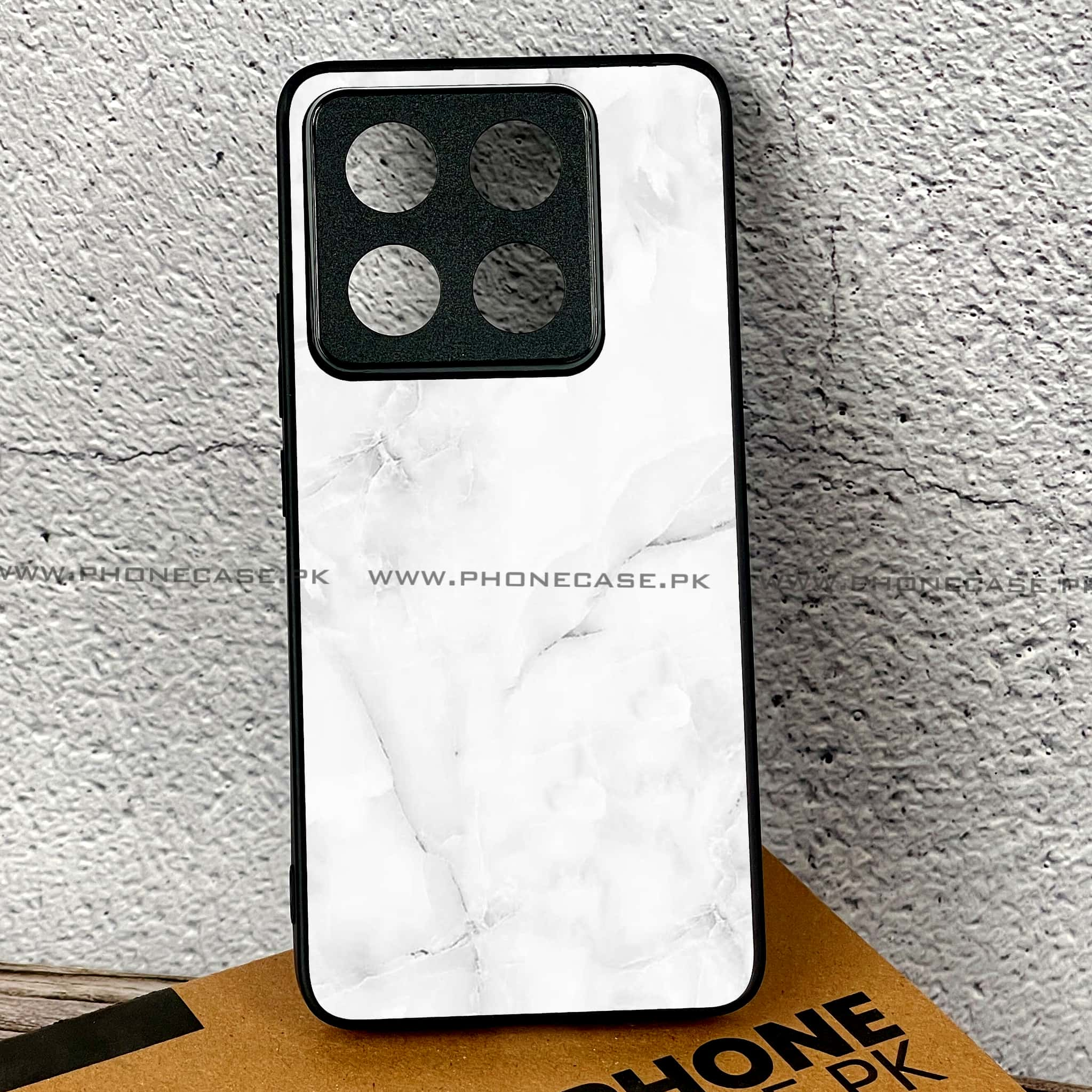 Xiaomi 14T Pro - White Marble series - Premium Printed Glass soft Bumper shock Proof Case