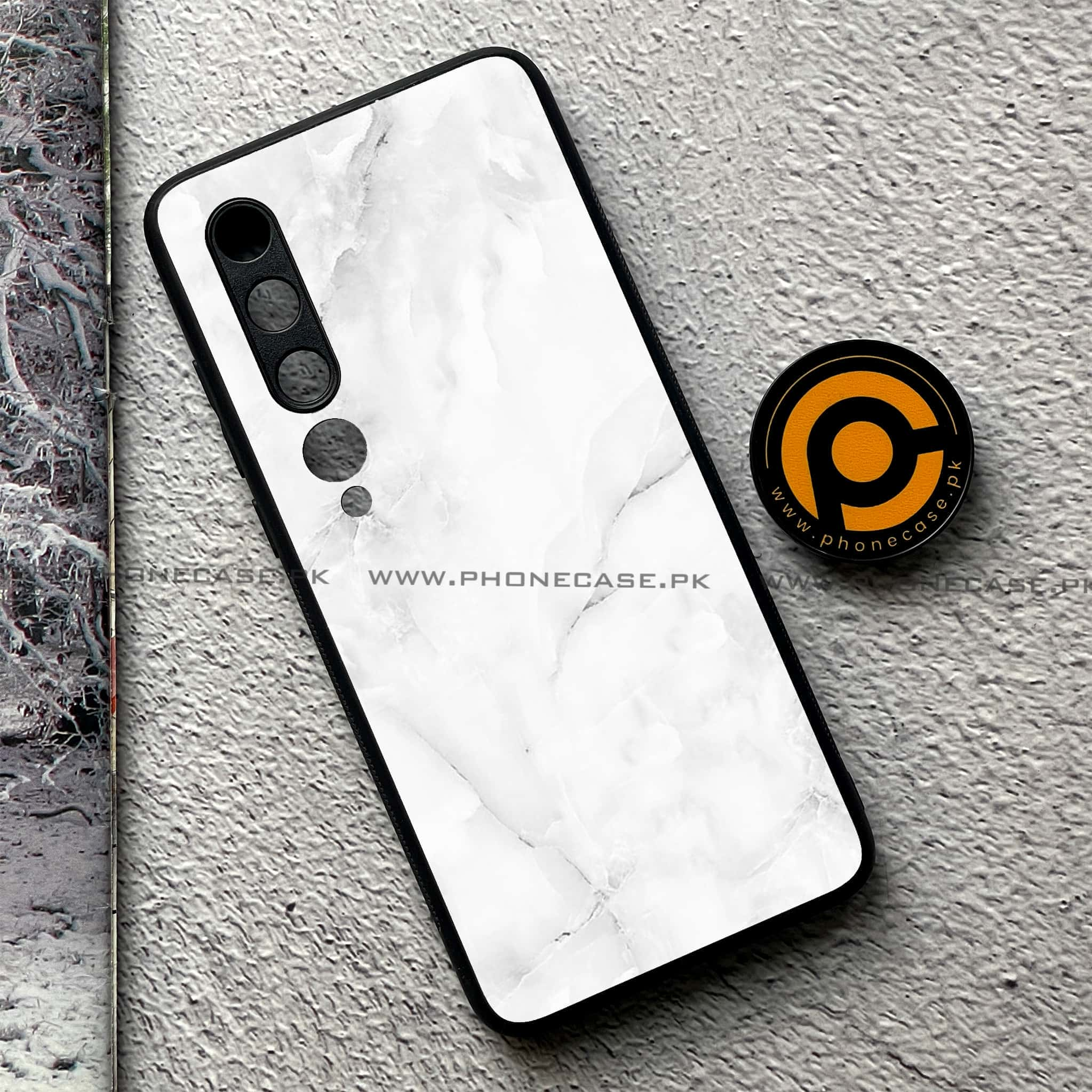 Xiaomi Mi 10 - White Marble Series - Premium Printed Glass soft Bumper shock Proof Case