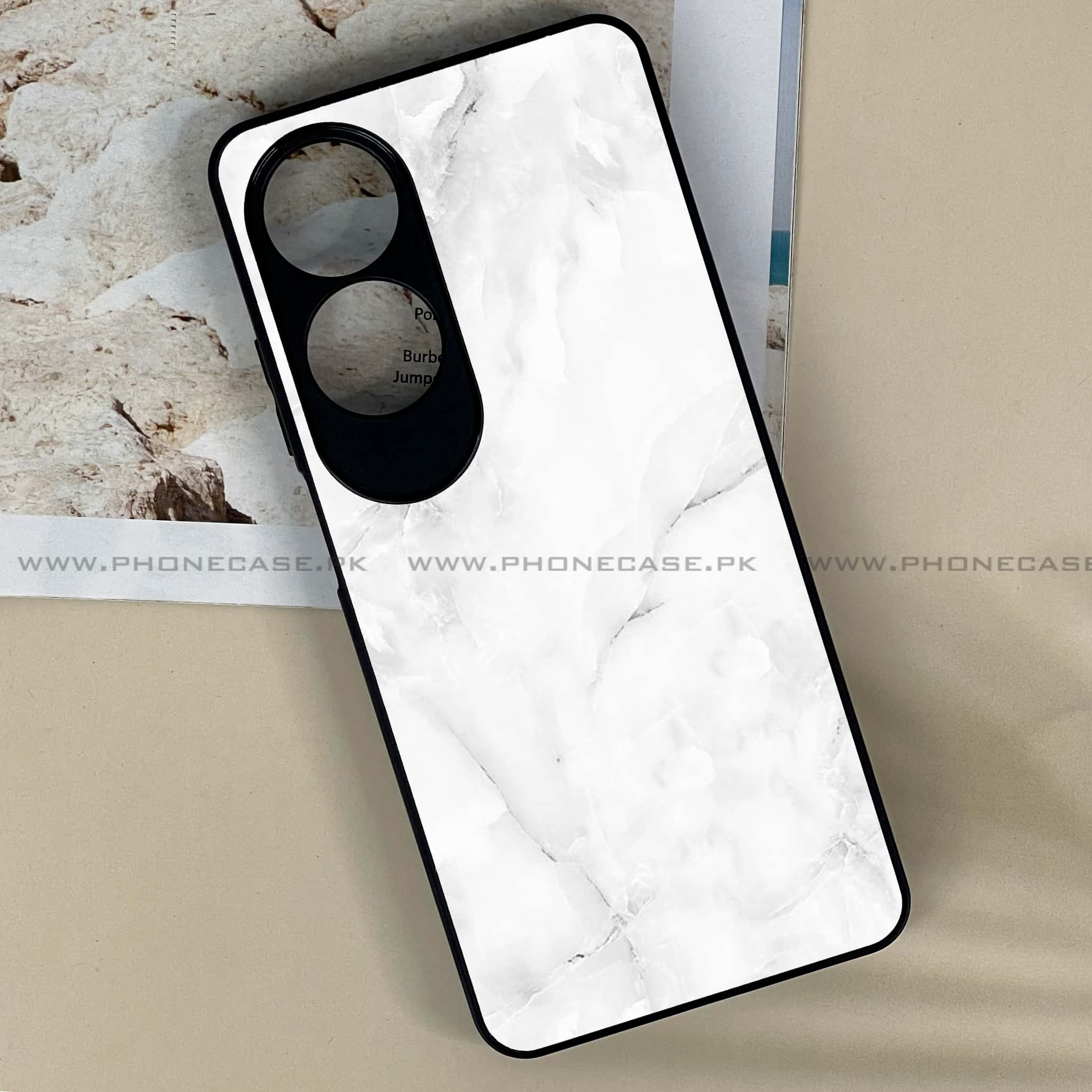 Oppo A60 - White Marble series - Premium Printed Metal soft Bumper shock Proof Case