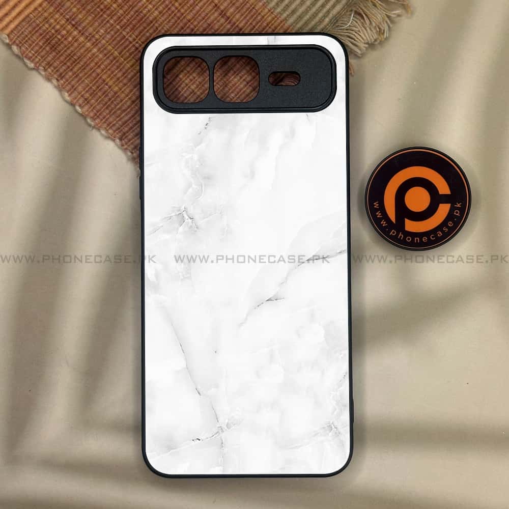 Infinix Smart 10 Plus - White Marble Series - Premium Metal Printed soft Bumper shock Proof Case