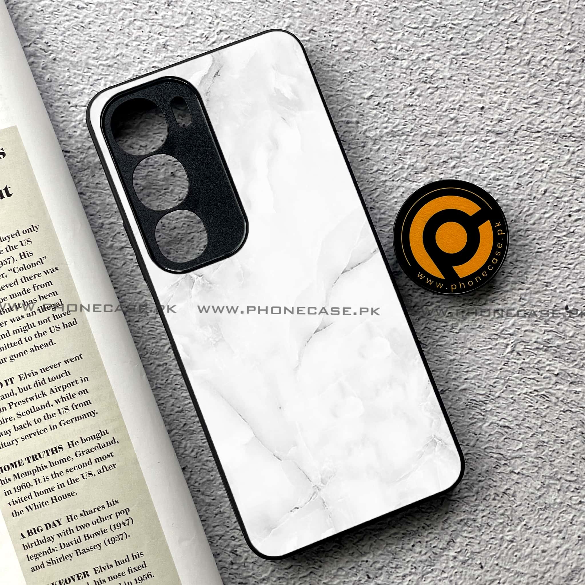 Vivo Y19s Pro - White Marble Series - Premium Metal Printed soft Bumper shock Proof Case