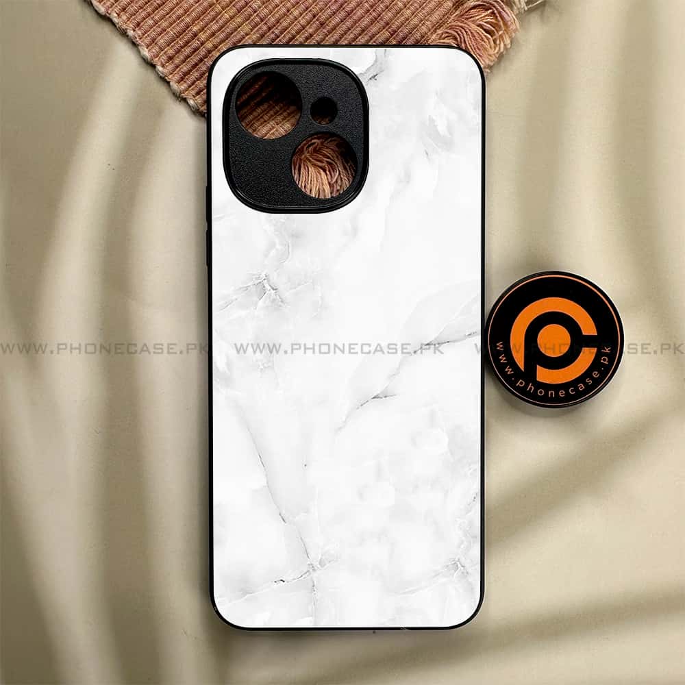 Tecno Spark 40C - White Marble Series - Premium Metal Printed soft Bumper shock Proof Case