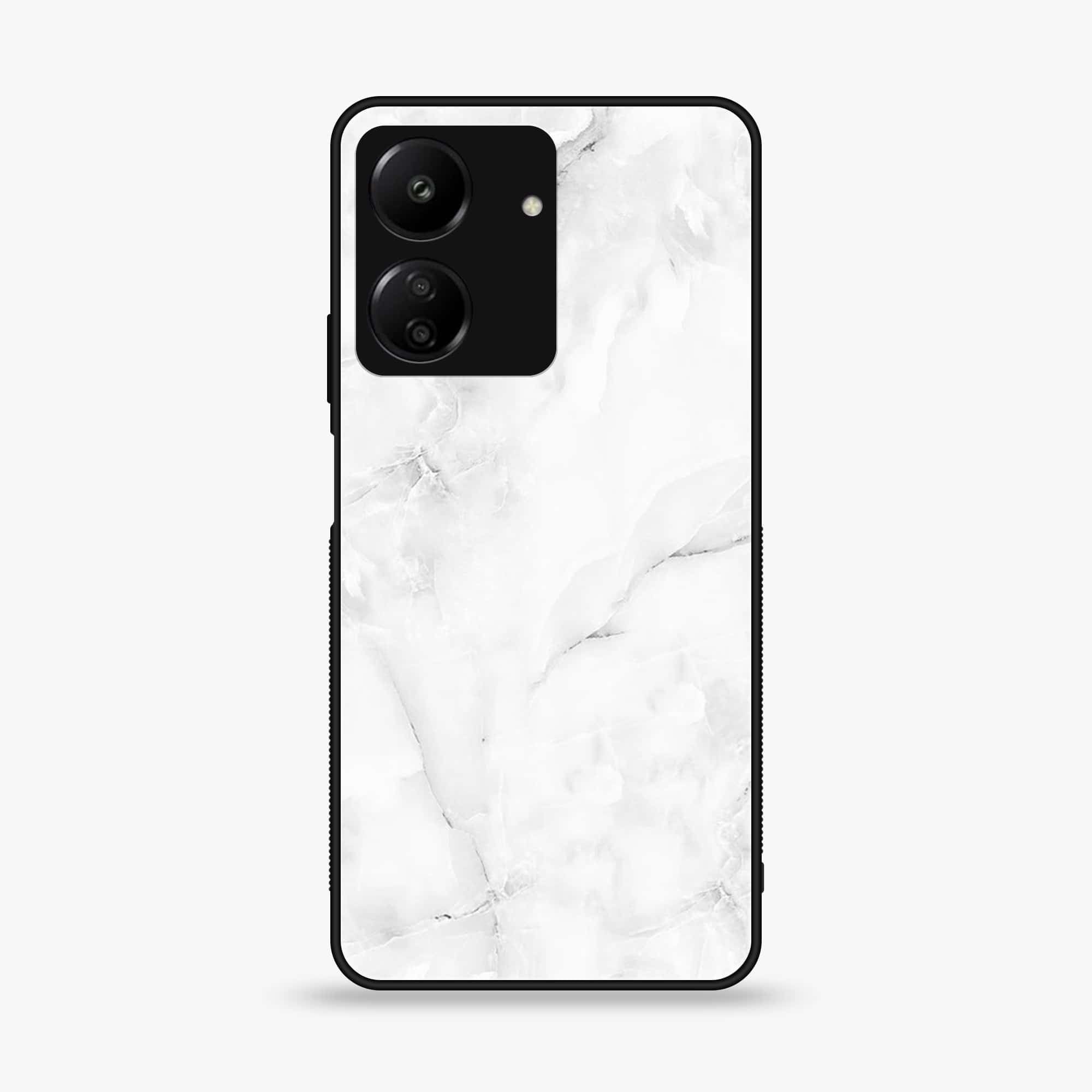 Xiaomi Poco C65 - White Marble series - Premium Printed Glass soft Bumper shock Proof Case