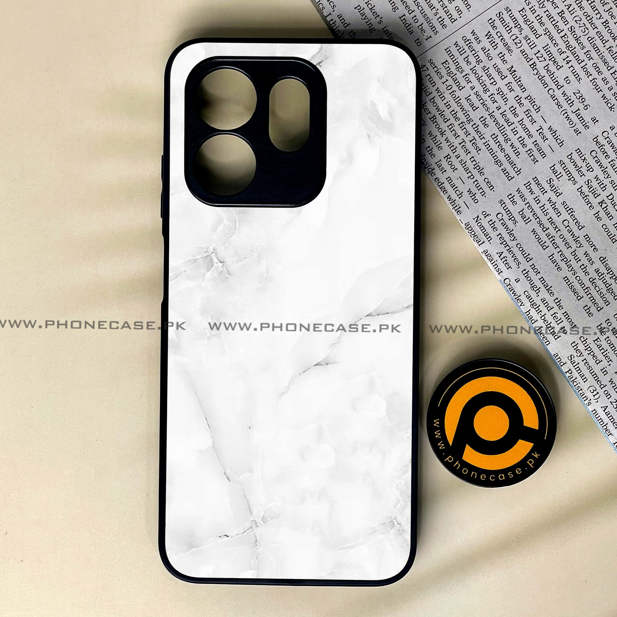 Infinix Smart 9 HD - White Marble series - Premium Metal Printed soft Bumper shock Proof Case